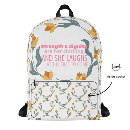 Backpack - Proverbs 31:25 "Strength & Dignity Are Her Clothing" - Valiant Sheep