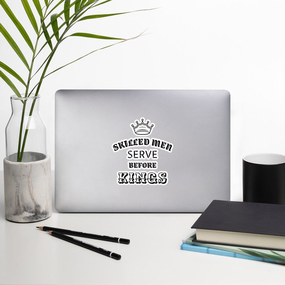 Bubble-free Sticker - Proverbs 22:29 "Skilled Men Serve Before Kings" 4″×4″ - Valiant Sheep Store
