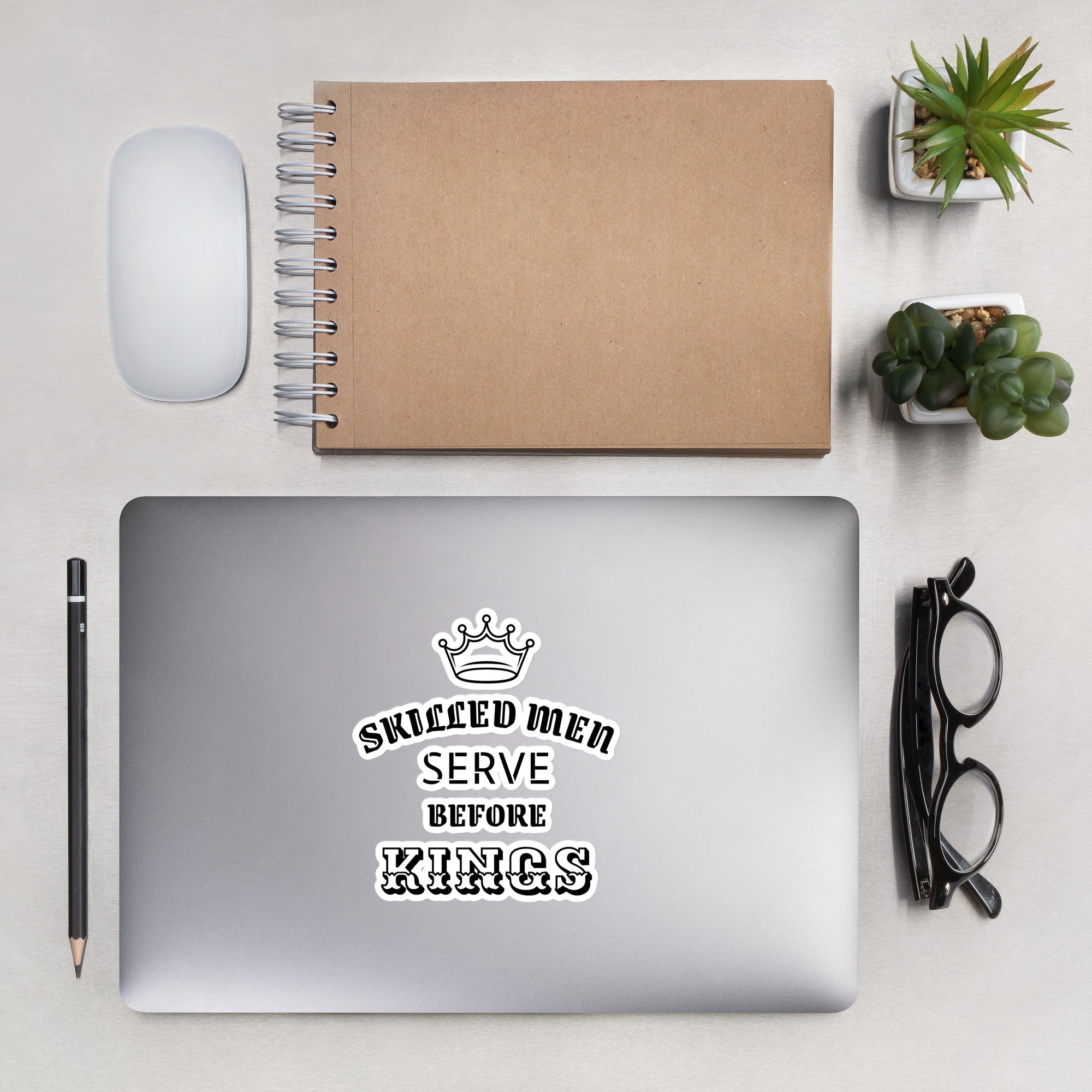 Bubble-free Sticker - Proverbs 22:29 "Skilled Men Serve Before Kings" 4″×4″ - Valiant Sheep Store