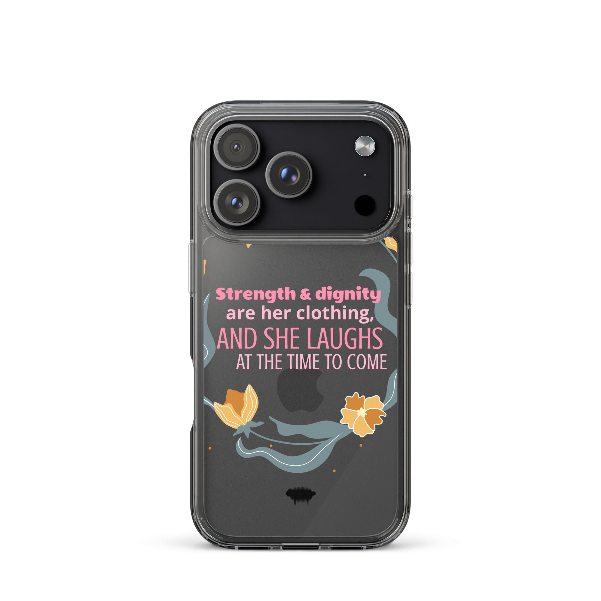 Clear Case for iPhone® - Proverbs 31:25 "Strength & Dignity Are Her Clothing" iPhone 17 Pro - Valiant Sheep Store