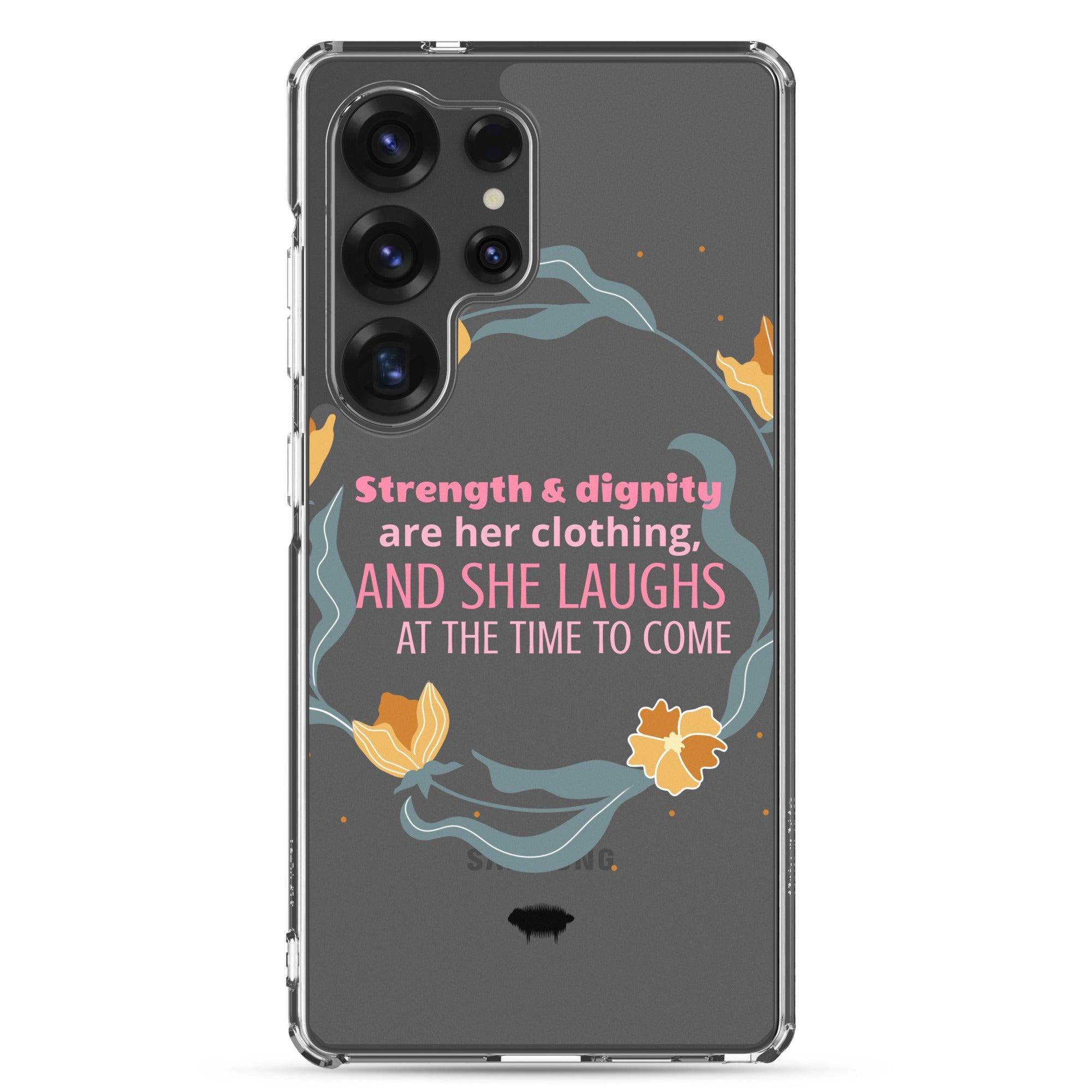 Clear Case for Samsung® - Proverbs 31:25 "Strength & Dignity Are Her Clothing" Samsung Galaxy S25 Ultra - Valiant Sheep Store