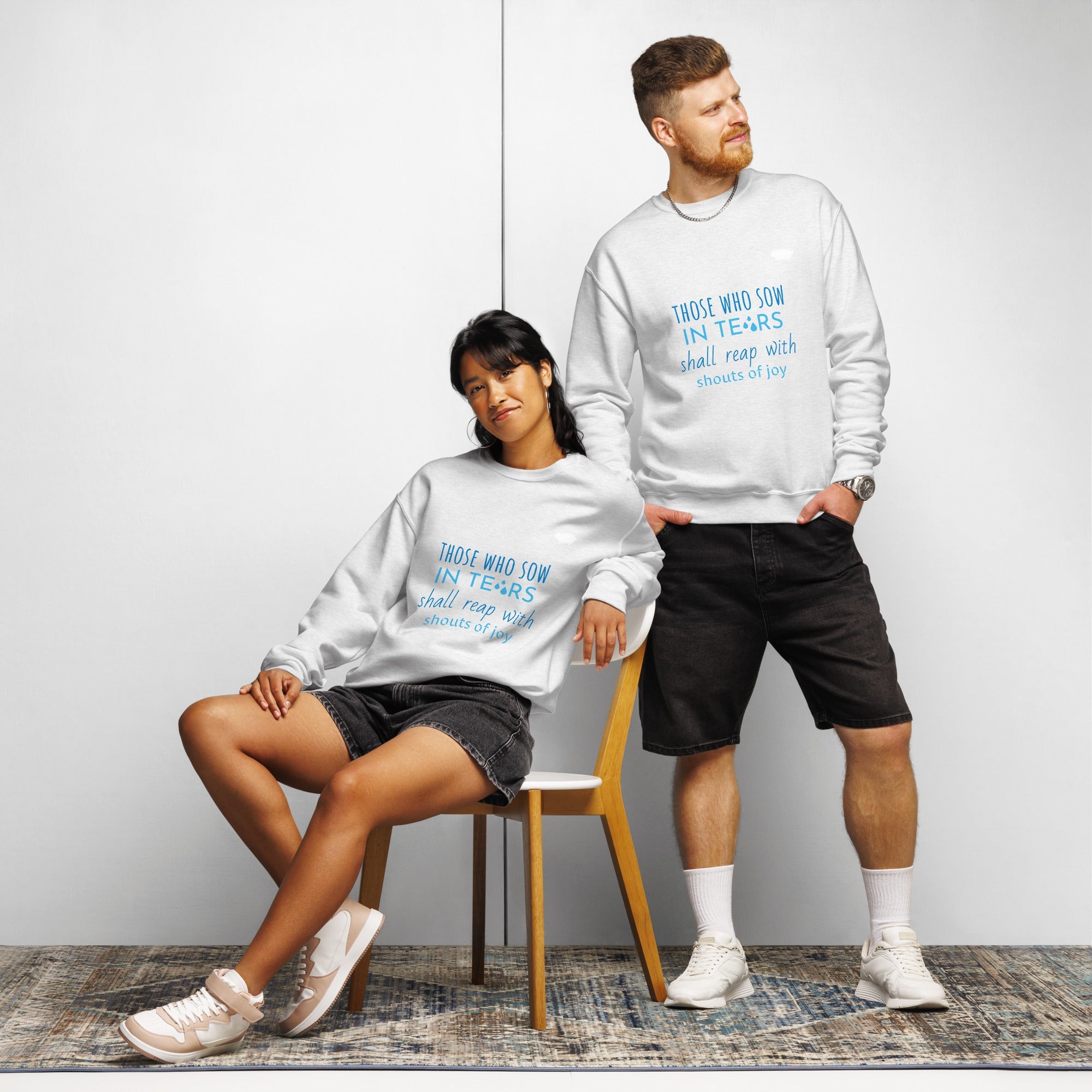 Crew neck sweatshirt - Psalm 126:5 - Valiant Sheep Store