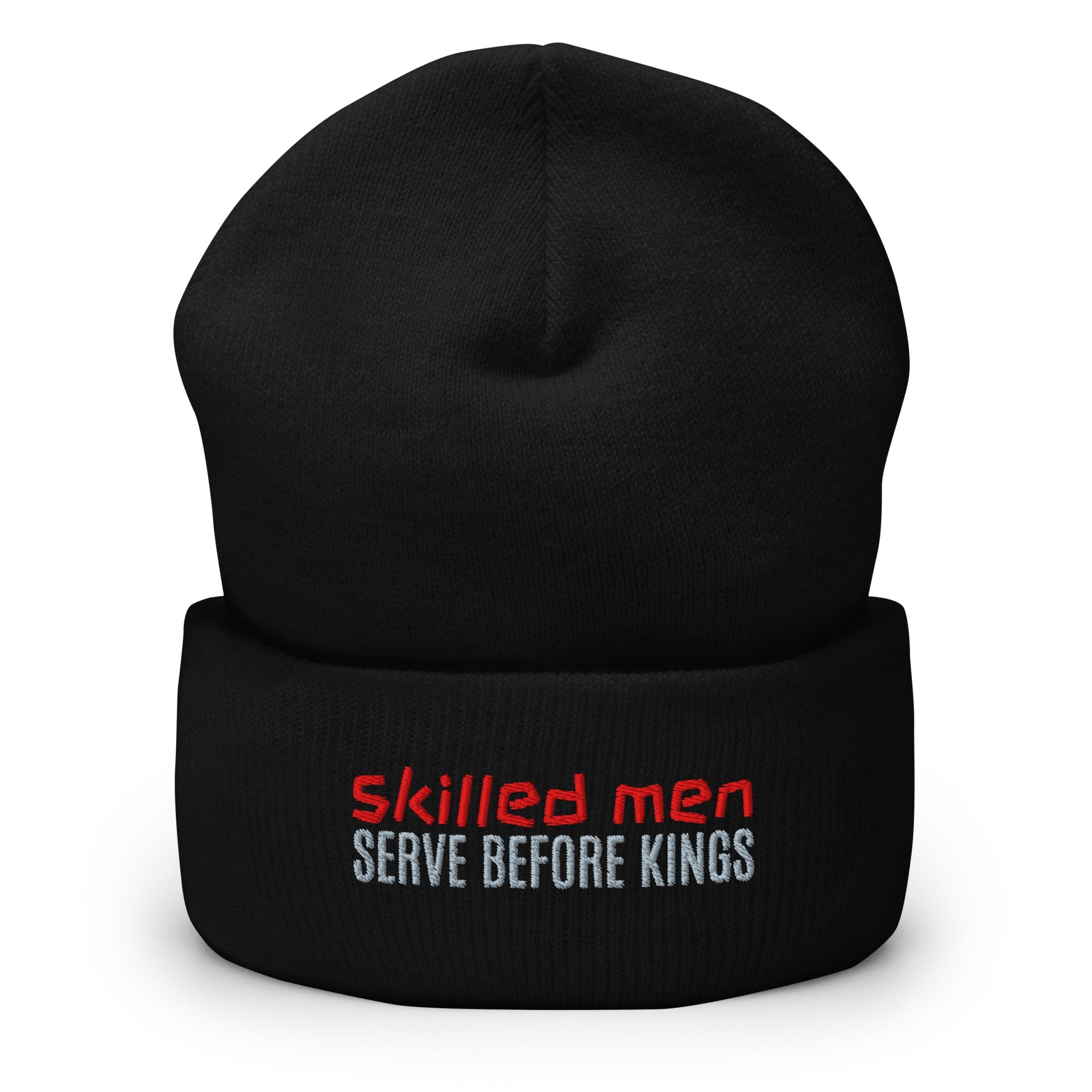 Cuffed Beanie - Proverbs 22:29 "Skilled Men Serve Before Kings" Black - Valiant Sheep