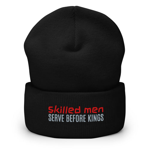 Cuffed Beanie - Proverbs 22:29 "Skilled Men Serve Before Kings" Black - Valiant Sheep