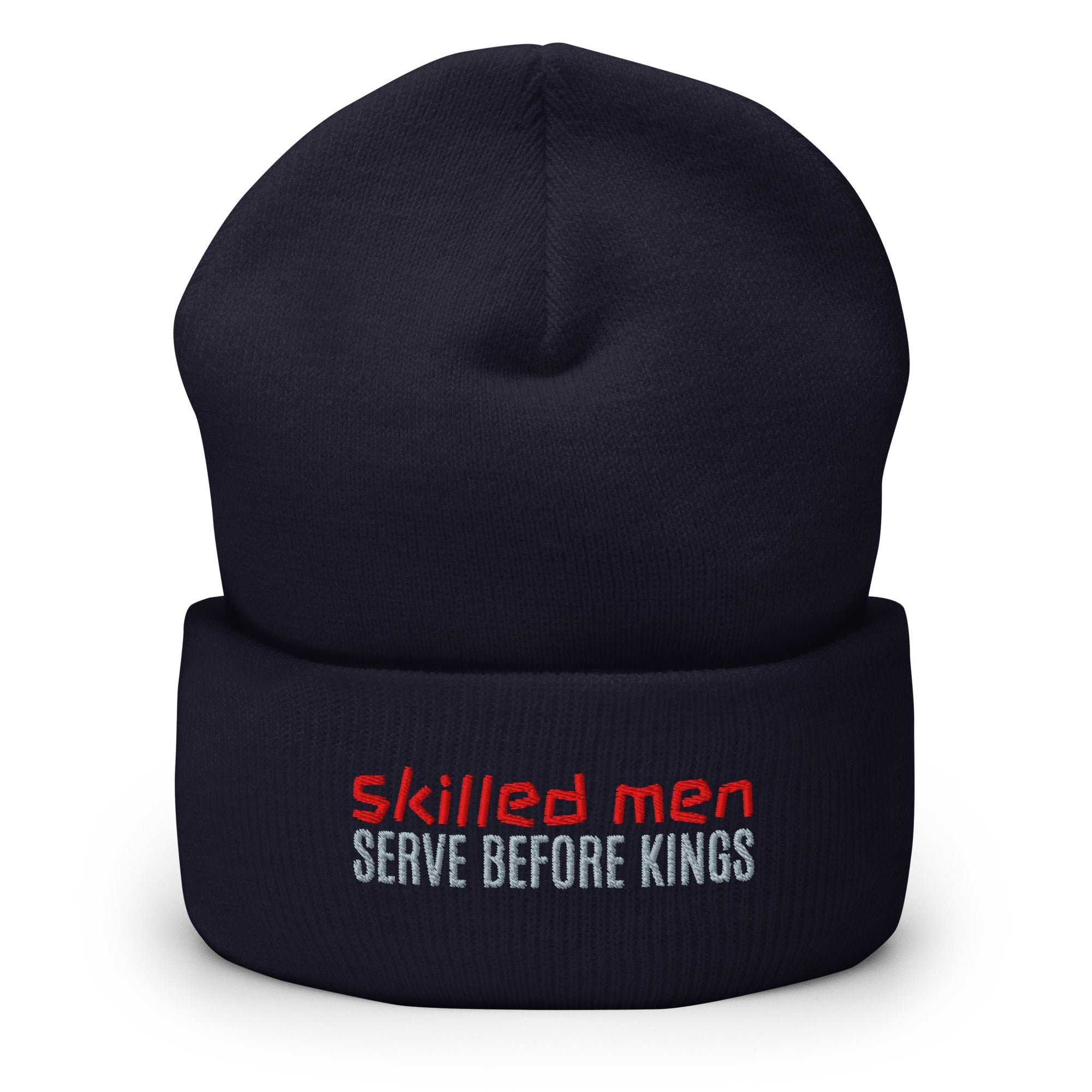 Cuffed Beanie - Proverbs 22:29 "Skilled Men Serve Before Kings" Navy - Valiant Sheep
