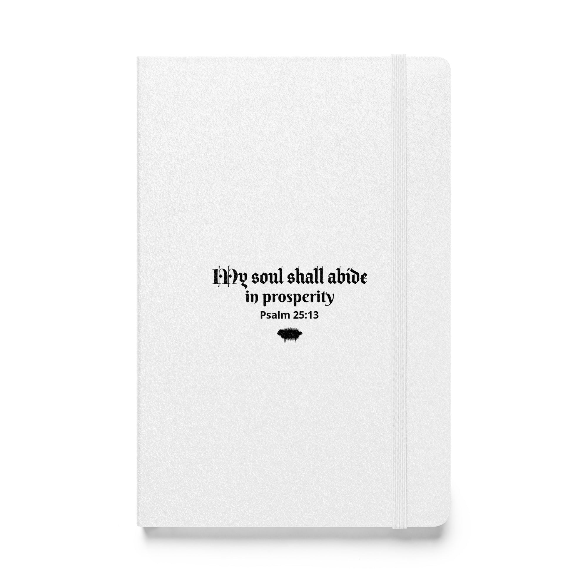 Hardcover Bound Notebook - Psalm 25:13 "My Soul Shall Abide in Prosperity" White - Valiant Sheep Store