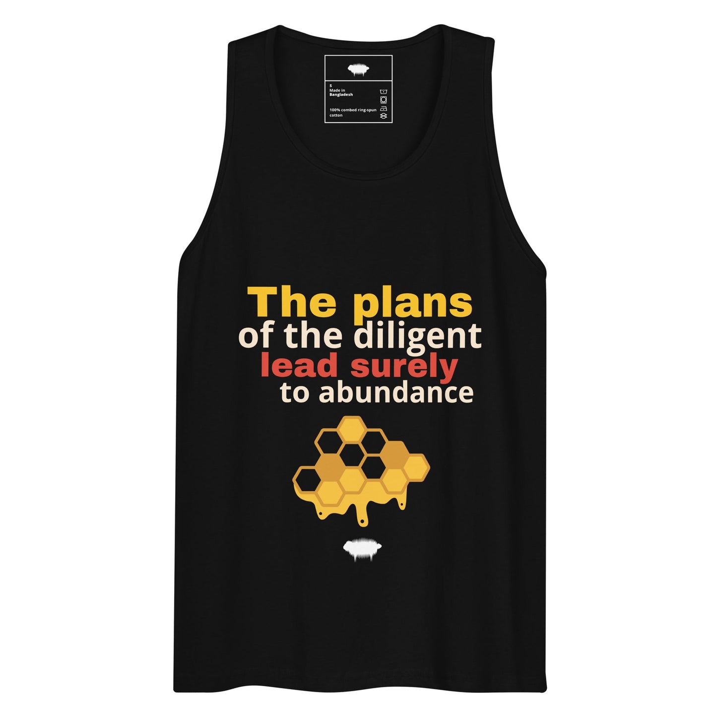 Men’s premium tank top - Proverbs 21:5 - Valiant Sheep Store