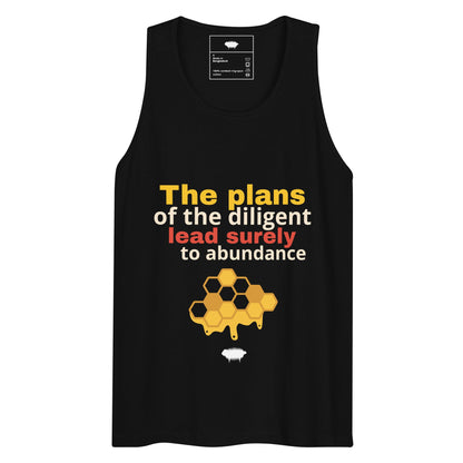 Men’s premium tank top - Proverbs 21:5 - Valiant Sheep Store