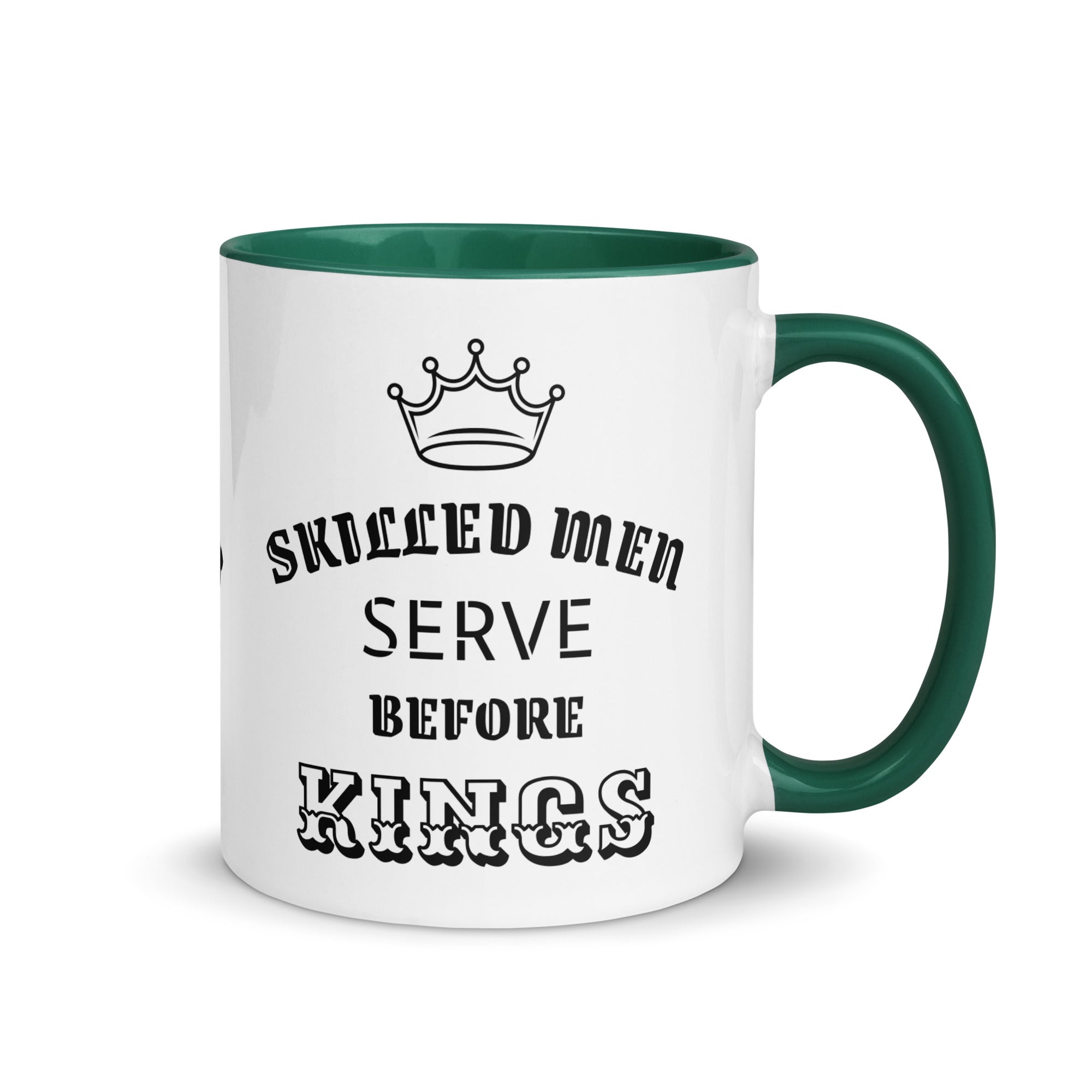 Mug with Color Inside - Proverbs 22:29 "Skilled Men Serve Before Kings" Dark green - Valiant Sheep