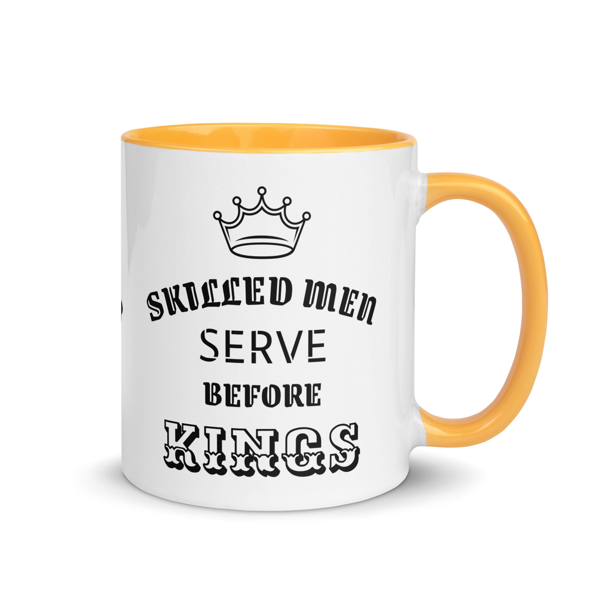 Mug with Color Inside - Proverbs 22:29 "Skilled Men Serve Before Kings" Golden Yellow - Valiant Sheep