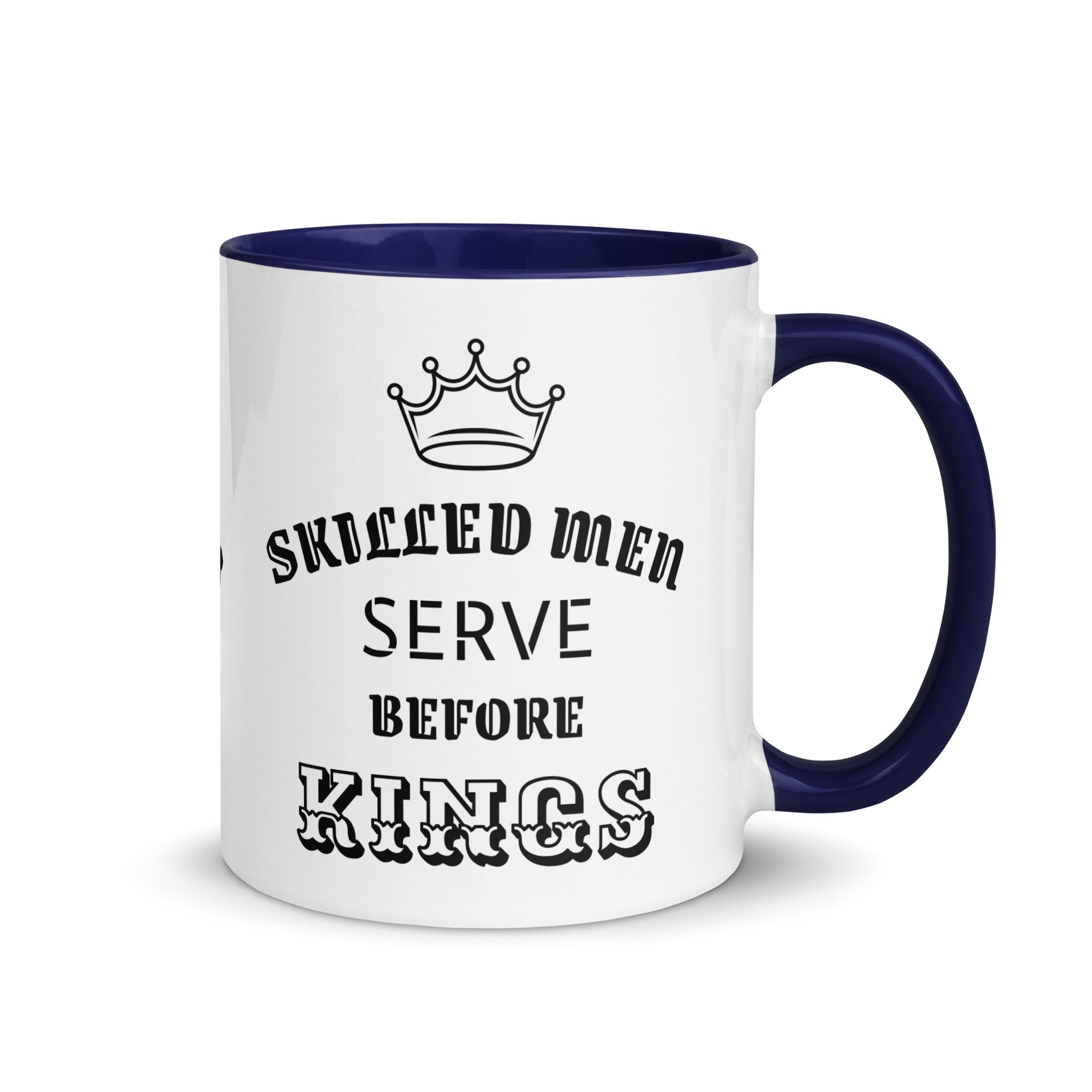 Mug with Color Inside - Proverbs 22:29 "Skilled Men Serve Before Kings" Dark Blue - Valiant Sheep