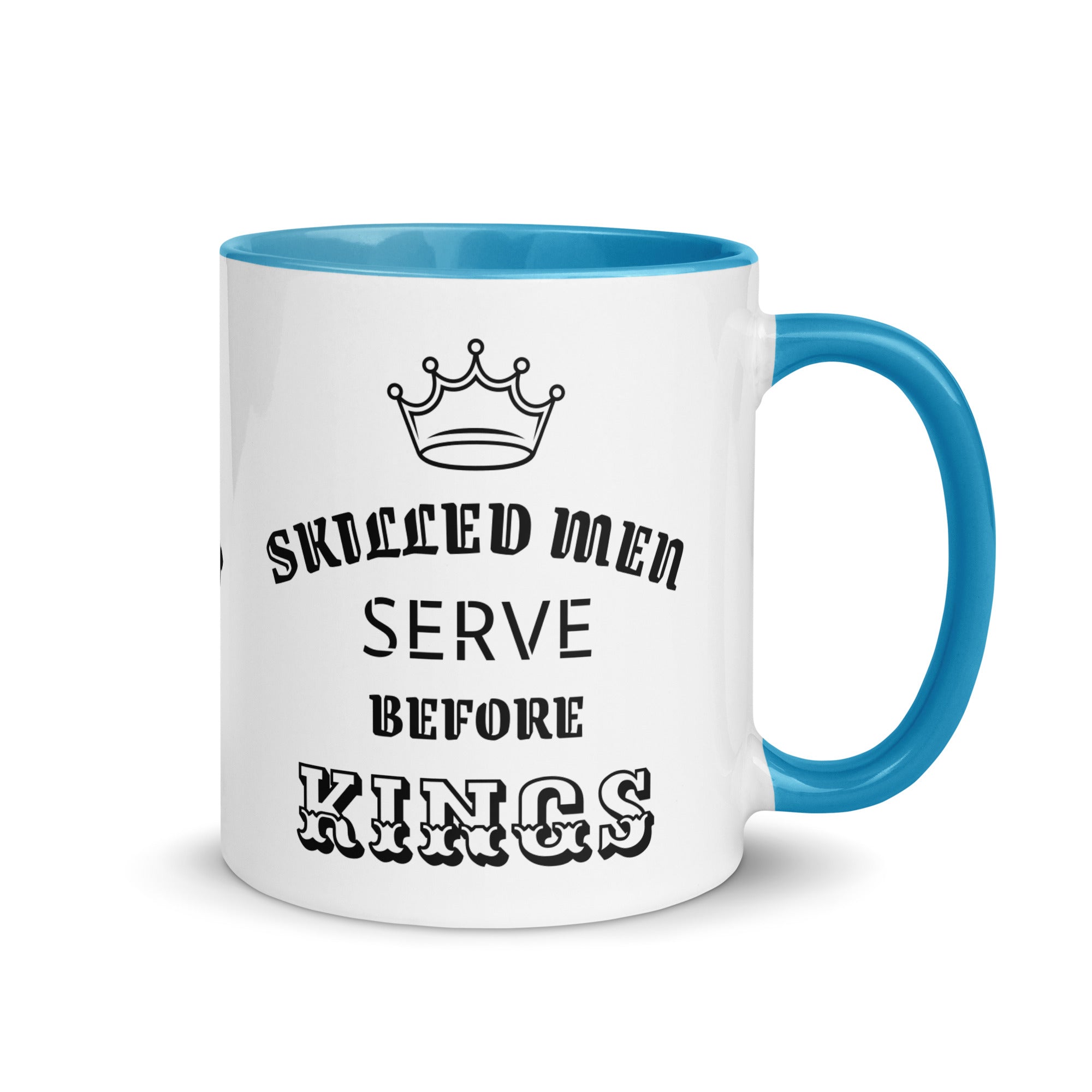 Mug with Color Inside - Proverbs 22:29 "Skilled Men Serve Before Kings" Blue - Valiant Sheep