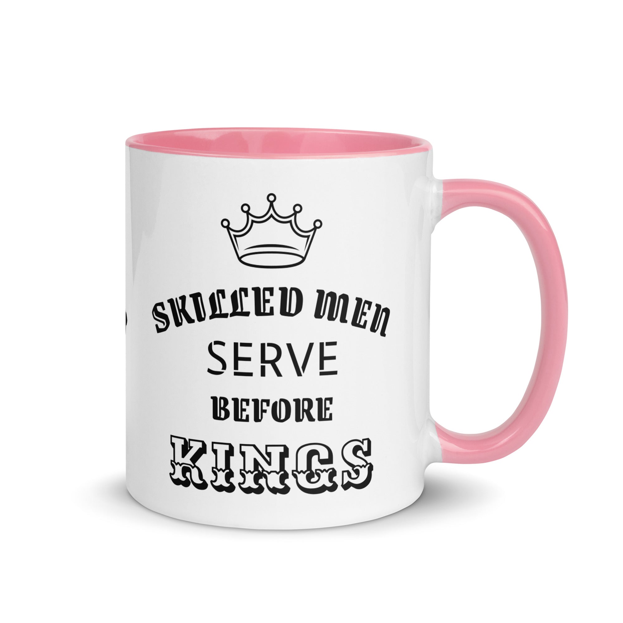Mug with Color Inside - Proverbs 22:29 "Skilled Men Serve Before Kings" Pink - Valiant Sheep