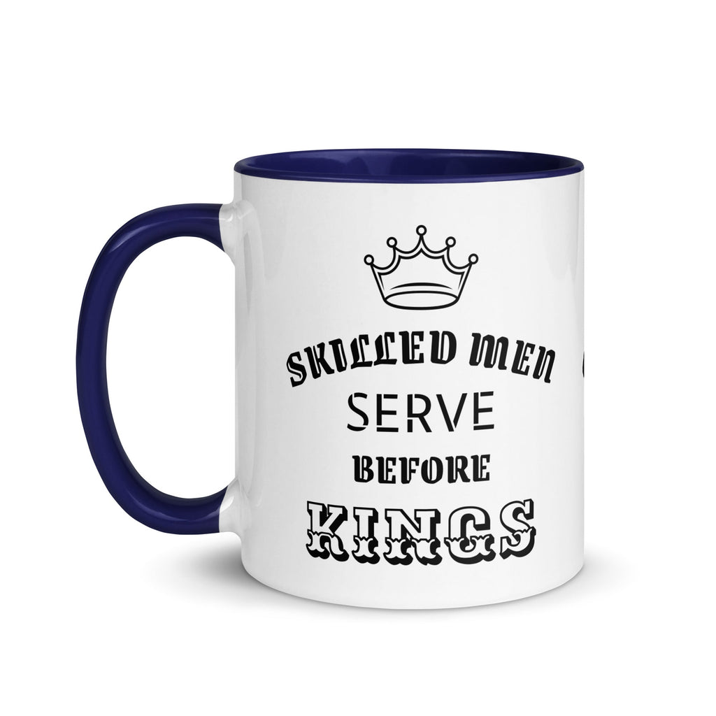 Mug with Color Inside - Proverbs 22:29 "Skilled Men Serve Before Kings" Blue - Valiant Sheep