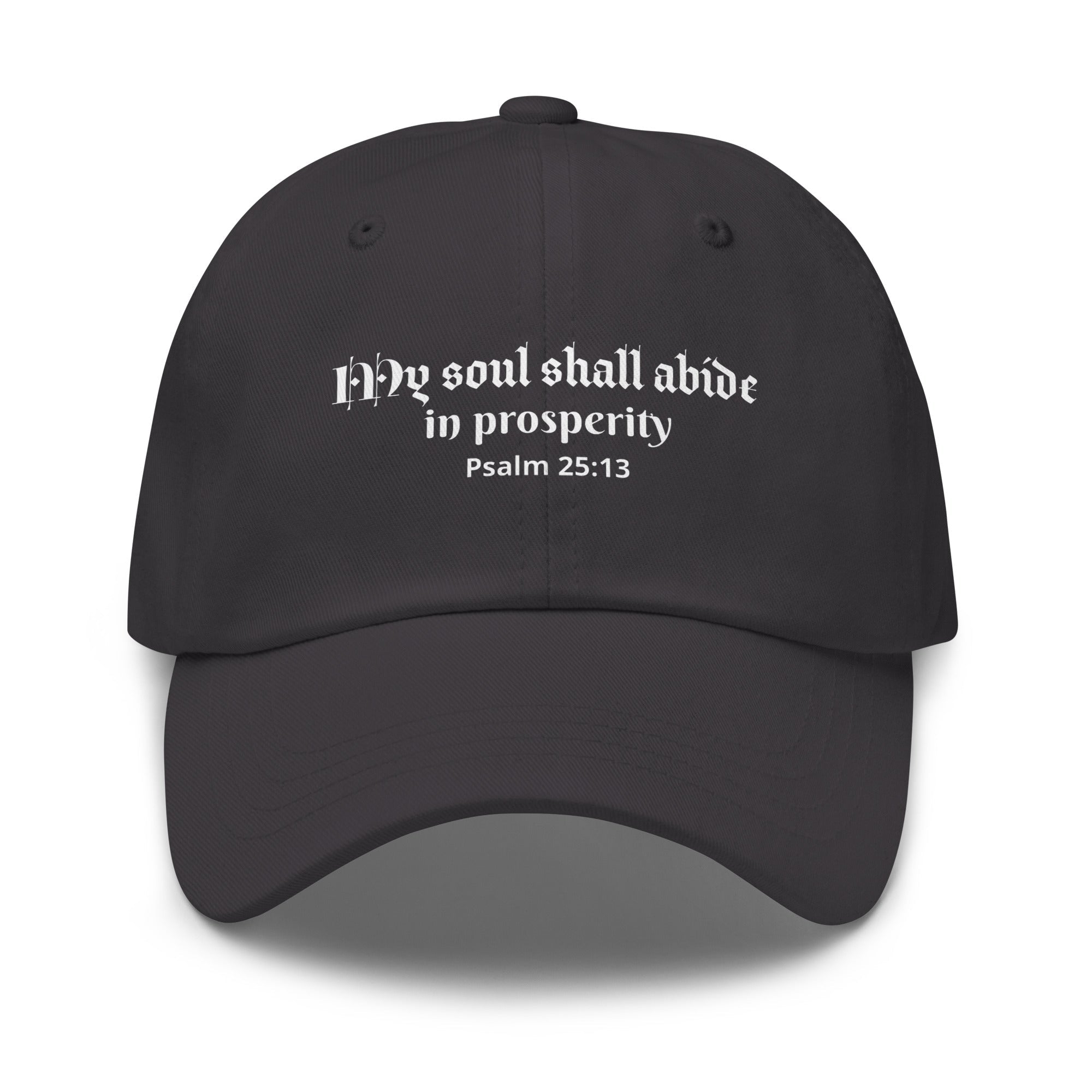 My Soul Shall Abide in Prosperity Psalm 25:13 - Classic Dad Hat for Determined Promise Carriers Dark Grey - Valiant Sheep Store
