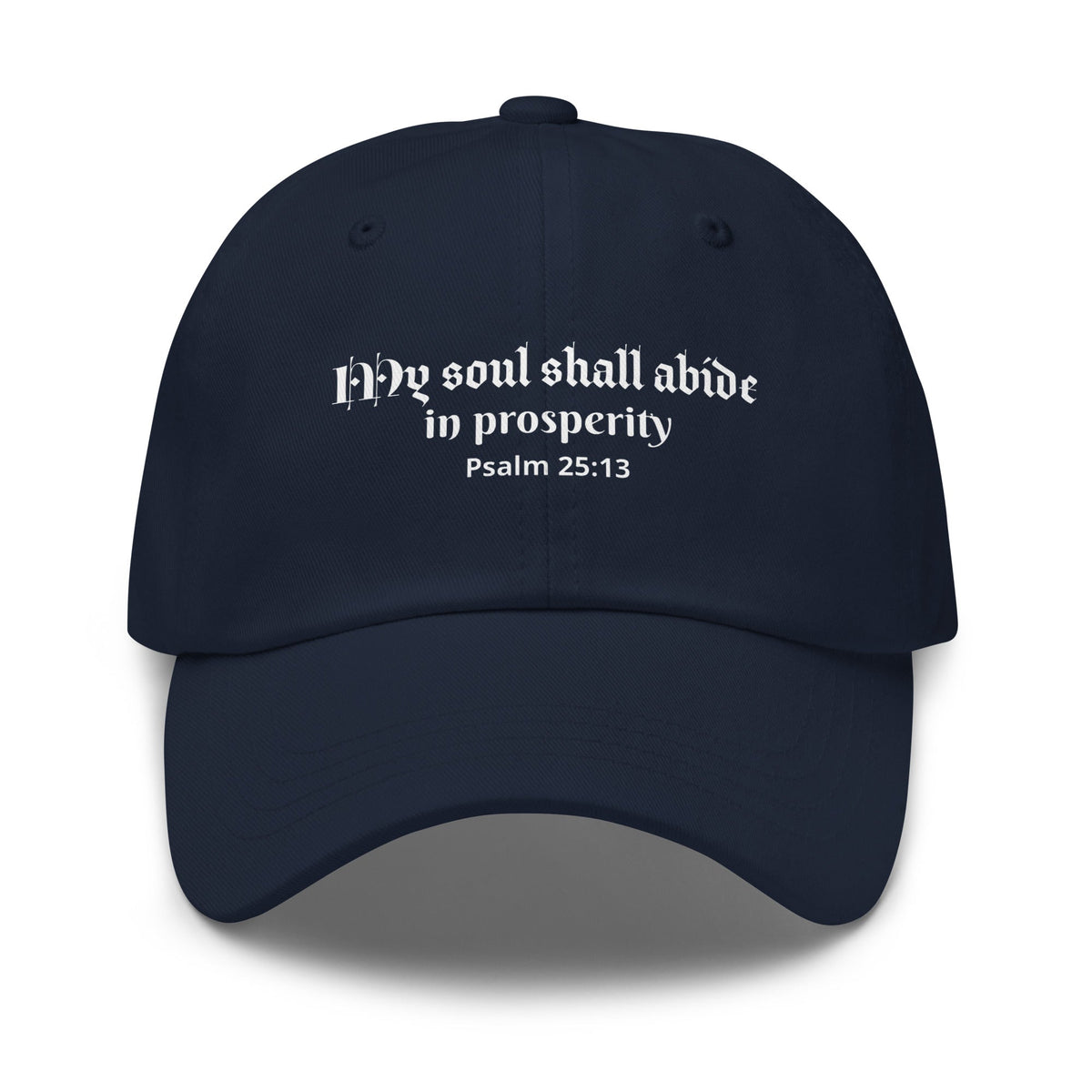 My Soul Shall Abide in Prosperity Psalm 25:13 - Classic Dad Hat for Determined Promise Carriers Navy - Valiant Sheep Store