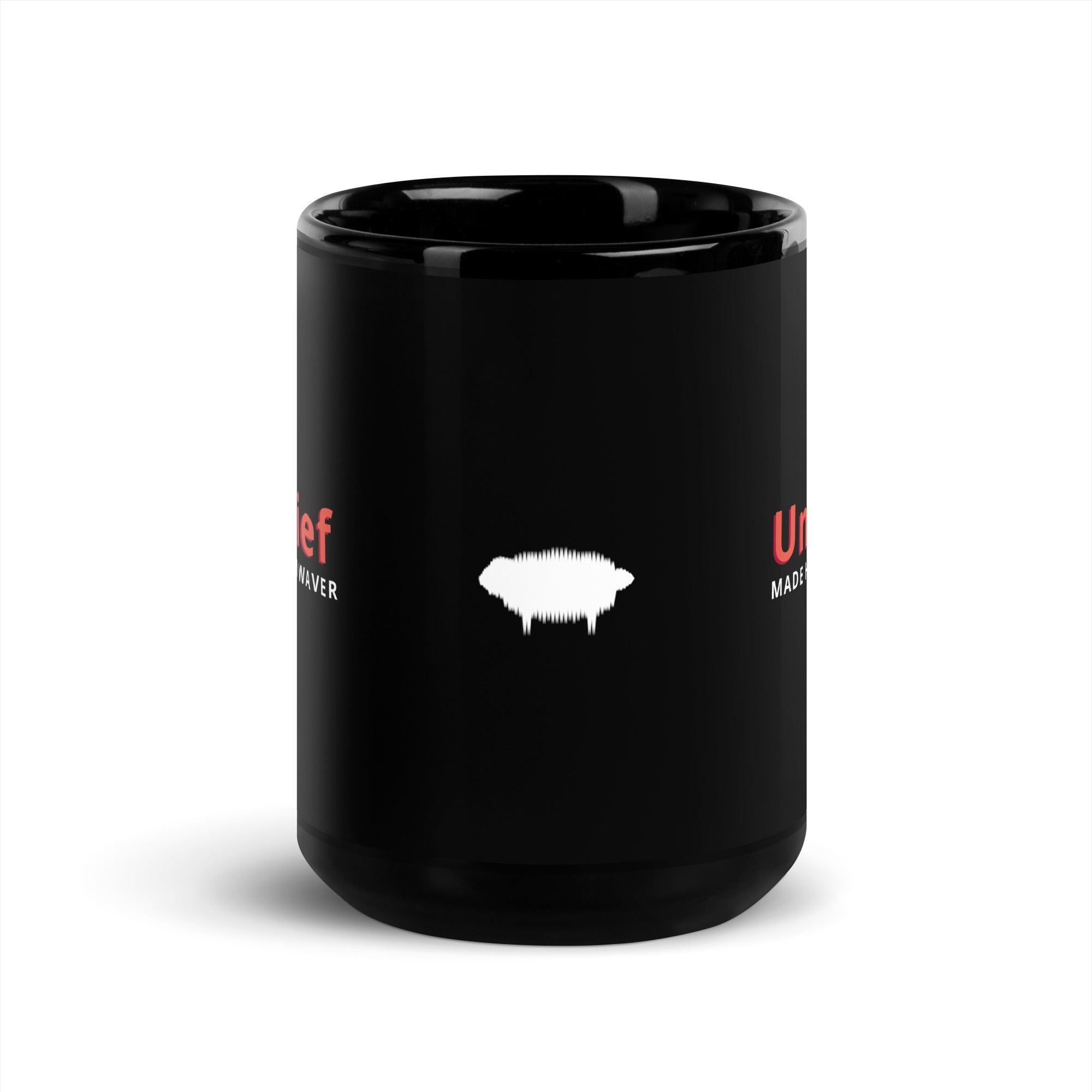 No Unbelief Made Him Waver Romans 4:20 - Black Glossy Mug for the Unwavering Believer 15 oz - Valiant Sheep Store