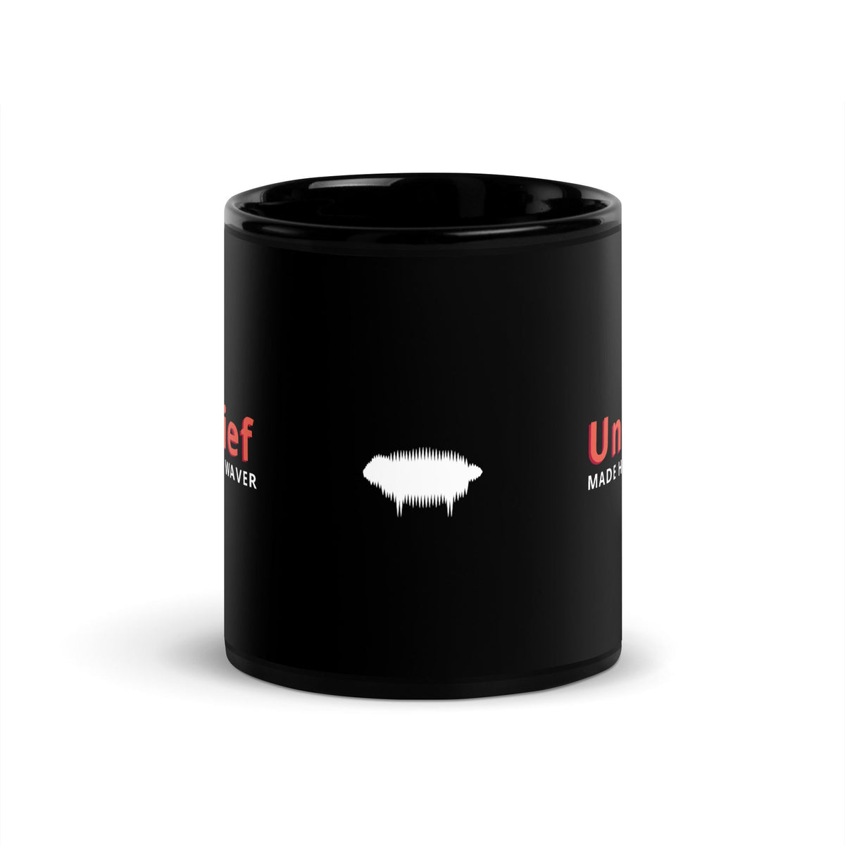 No Unbelief Made Him Waver Romans 4:20 - Black Glossy Mug for the Unwavering Believer 11 oz - Valiant Sheep Store
