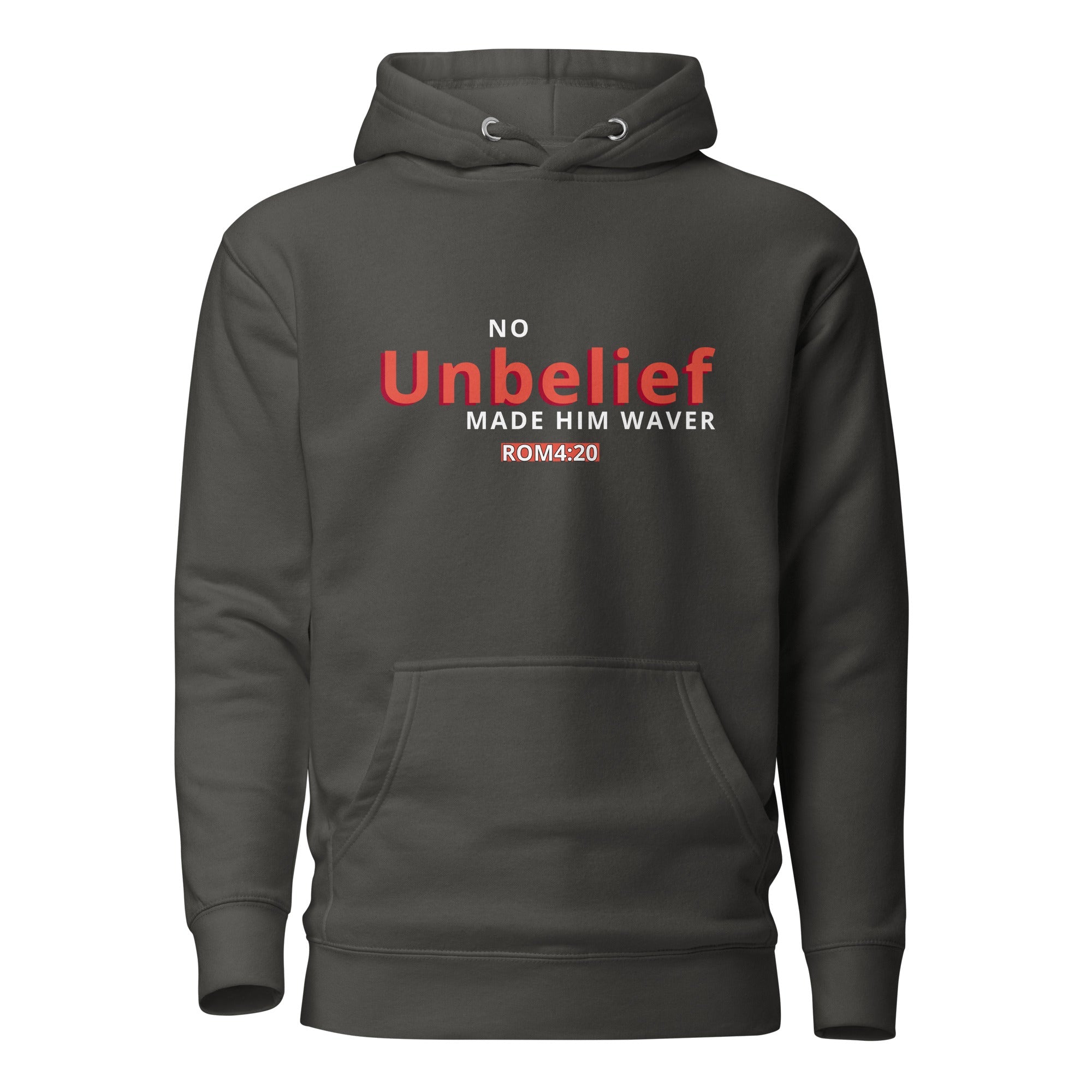 No Unbelief Made Him Waver Romans 4:20 - Premium Pullover Hoodie for the Unwavering Believer Vintage Black - Valiant Sheep Store