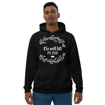 Premium eco hoodie - "He Will Lift My Head" - Valiant Sheep Store