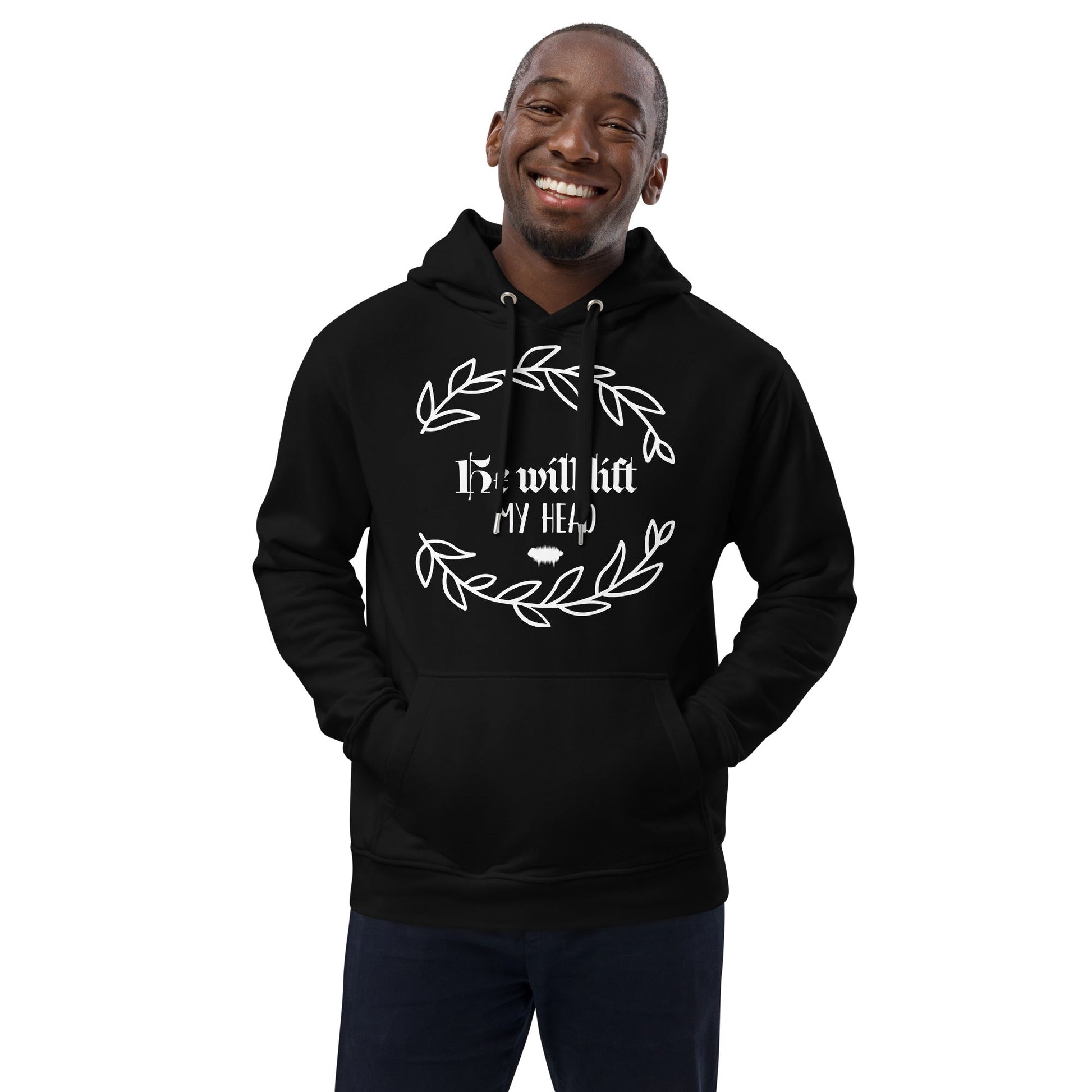 Premium eco hoodie - "He Will Lift My Head" - Valiant Sheep Store