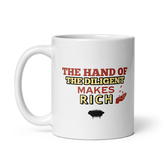 Proverbs 10:4 White Glossy Mug - Valiant Sheep