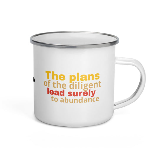 Proverbs 21:5 Enamel Mug - Valiant Sheep Store