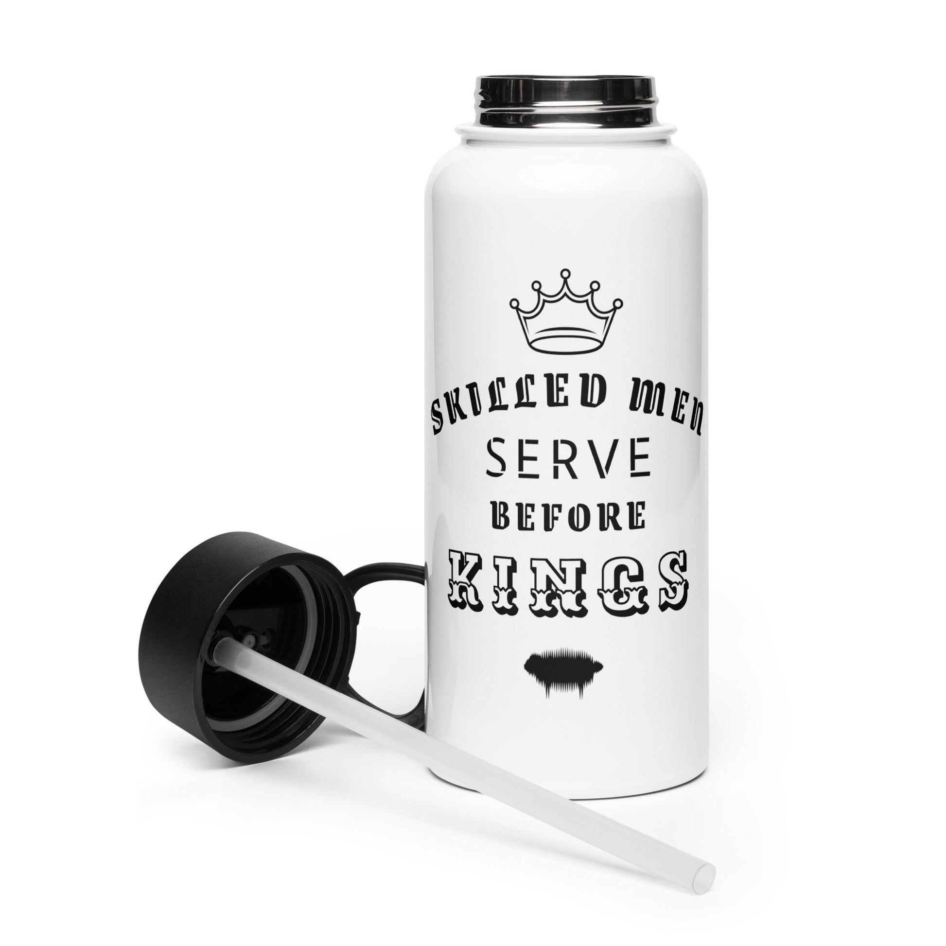 Proverbs 22:29 Stainless Steel Water Bottle with a Straw Lid - Valiant Sheep