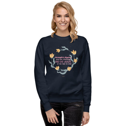 Proverbs 31:25 Premium Sweatshirt - Valiant Sheep