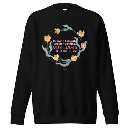 Proverbs 31:25 Premium Sweatshirt - Valiant Sheep