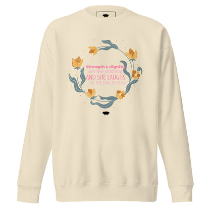 Proverbs 31:25 Premium Sweatshirt - Valiant Sheep