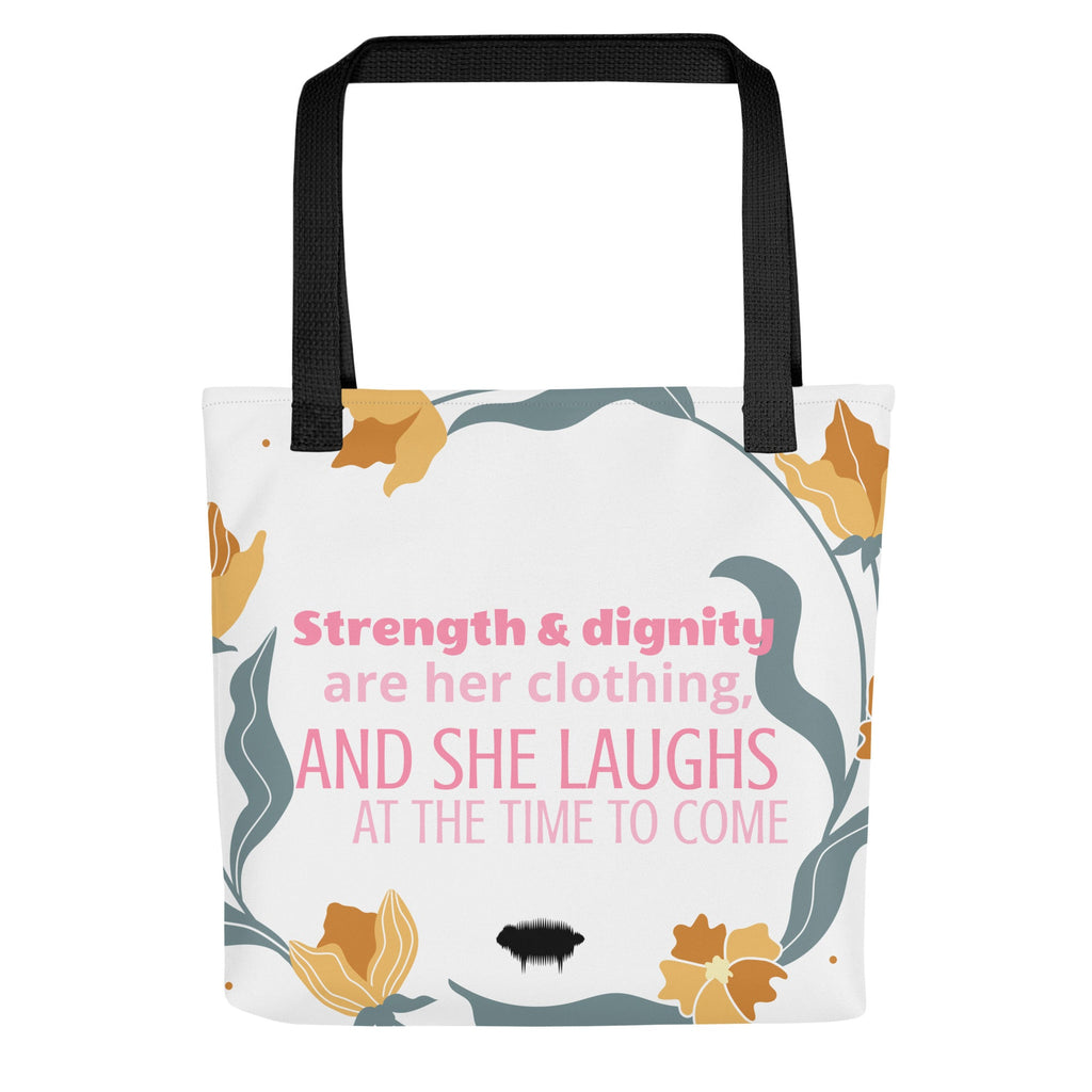 Tote Bag - Proverbs 31:25 "Strength & Dignity Are Her Clothing" Yellow - Valiant Sheep
