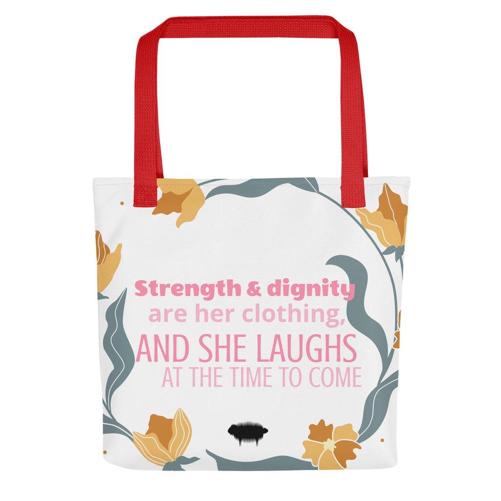 Tote Bag - Proverbs 31:25 "Strength & Dignity Are Her Clothing" Yellow - Valiant Sheep