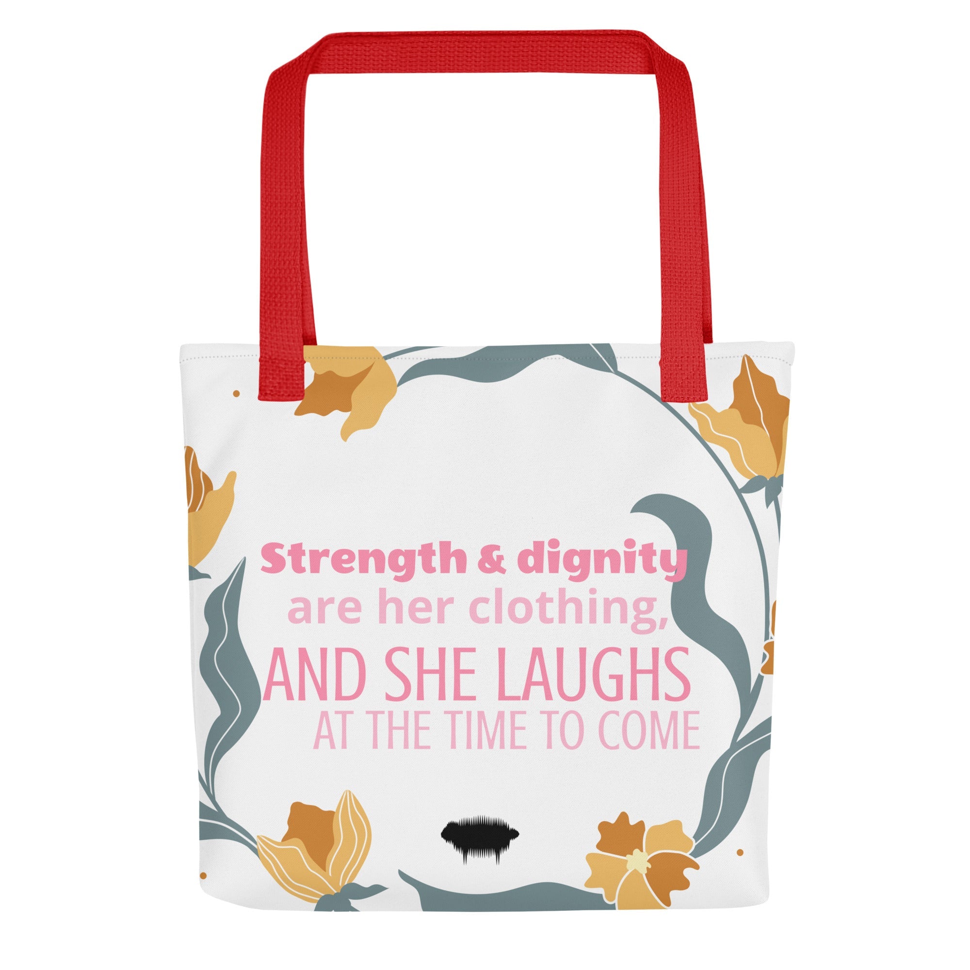 Tote Bag - Proverbs 31:25 "Strength & Dignity Are Her Clothing" Yellow - Valiant Sheep