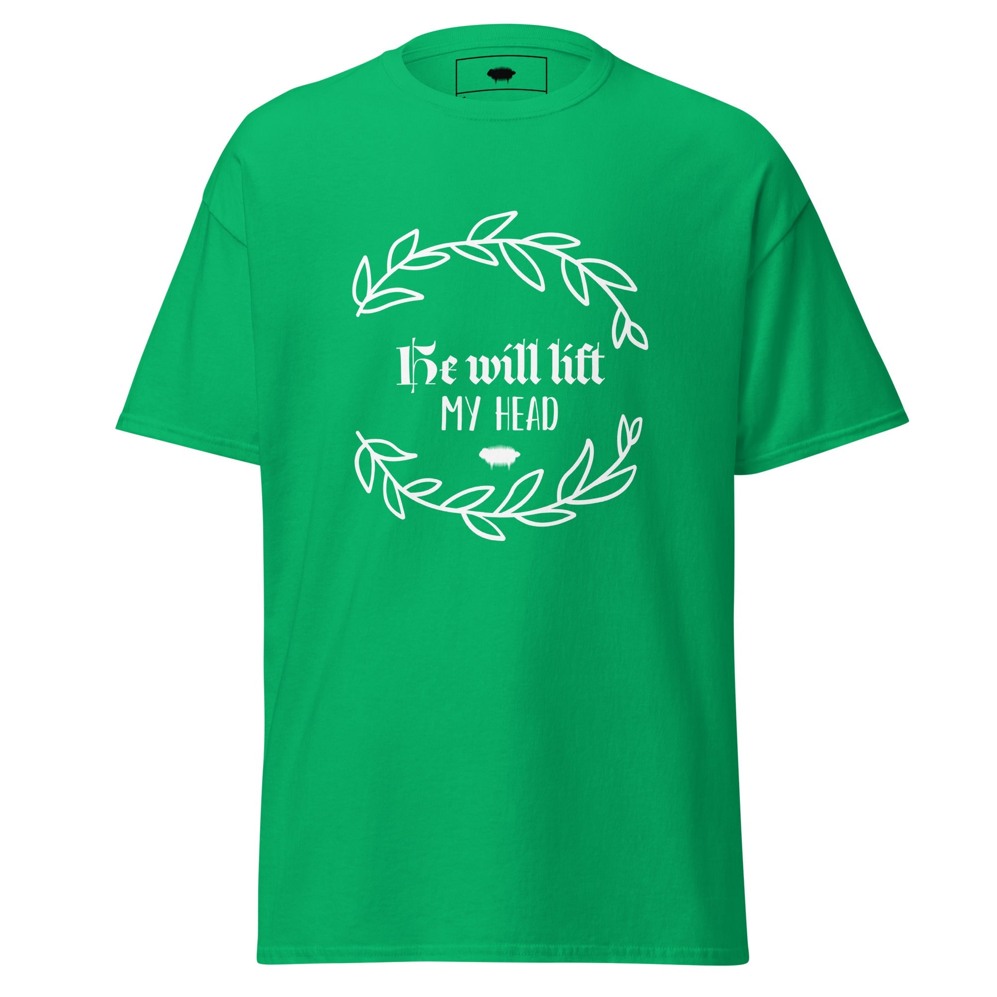 Unisex Classic Tee - "He Will Lift My Head" Irish Green - Valiant Sheep Store