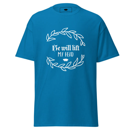 Unisex Classic Tee - "He Will Lift My Head" Sapphire - Valiant Sheep Store