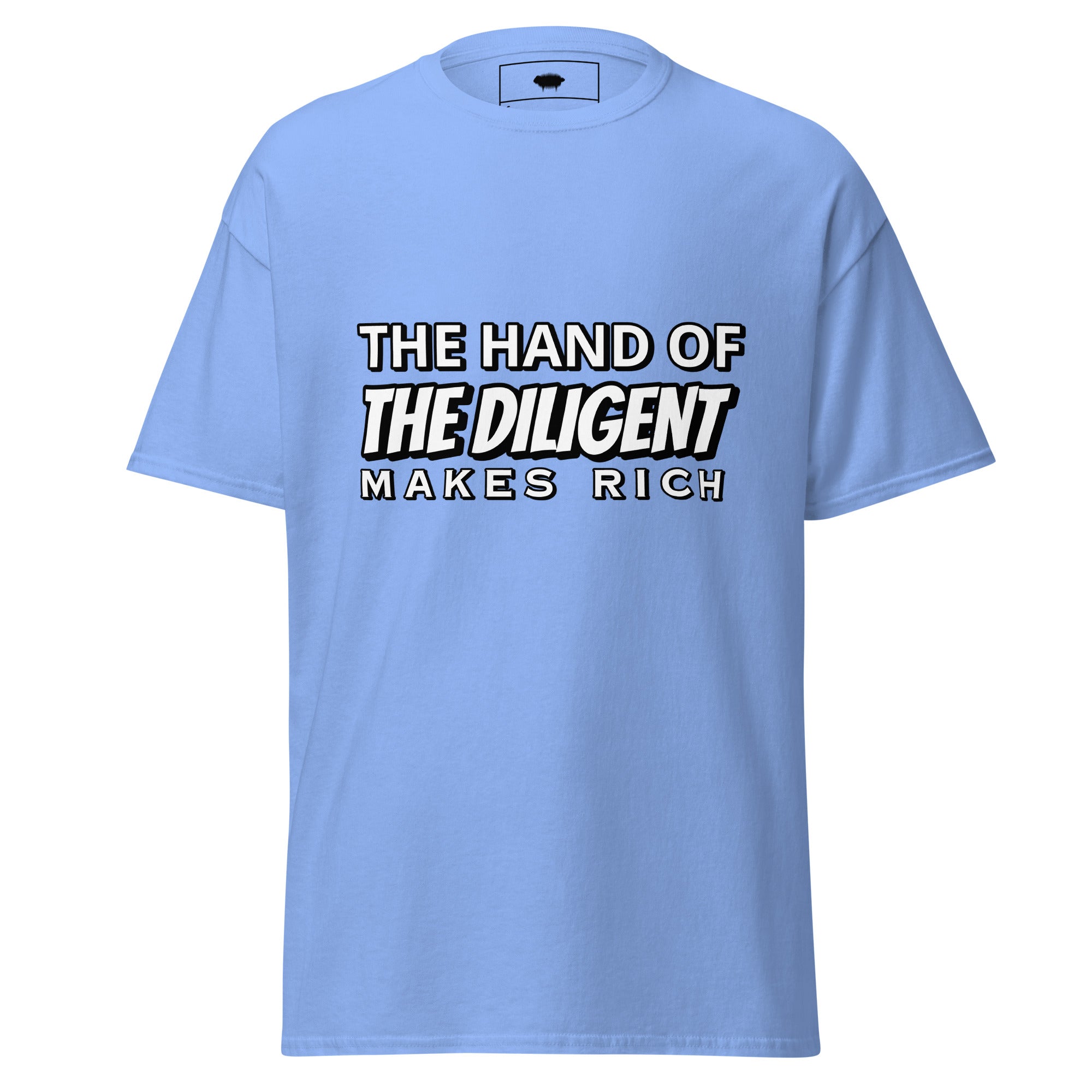 Unisex Classic Tee - Proverbs 10:4 “The Hand of the Diligent Makes Rich” Carolina Blue - Valiant Sheep Store