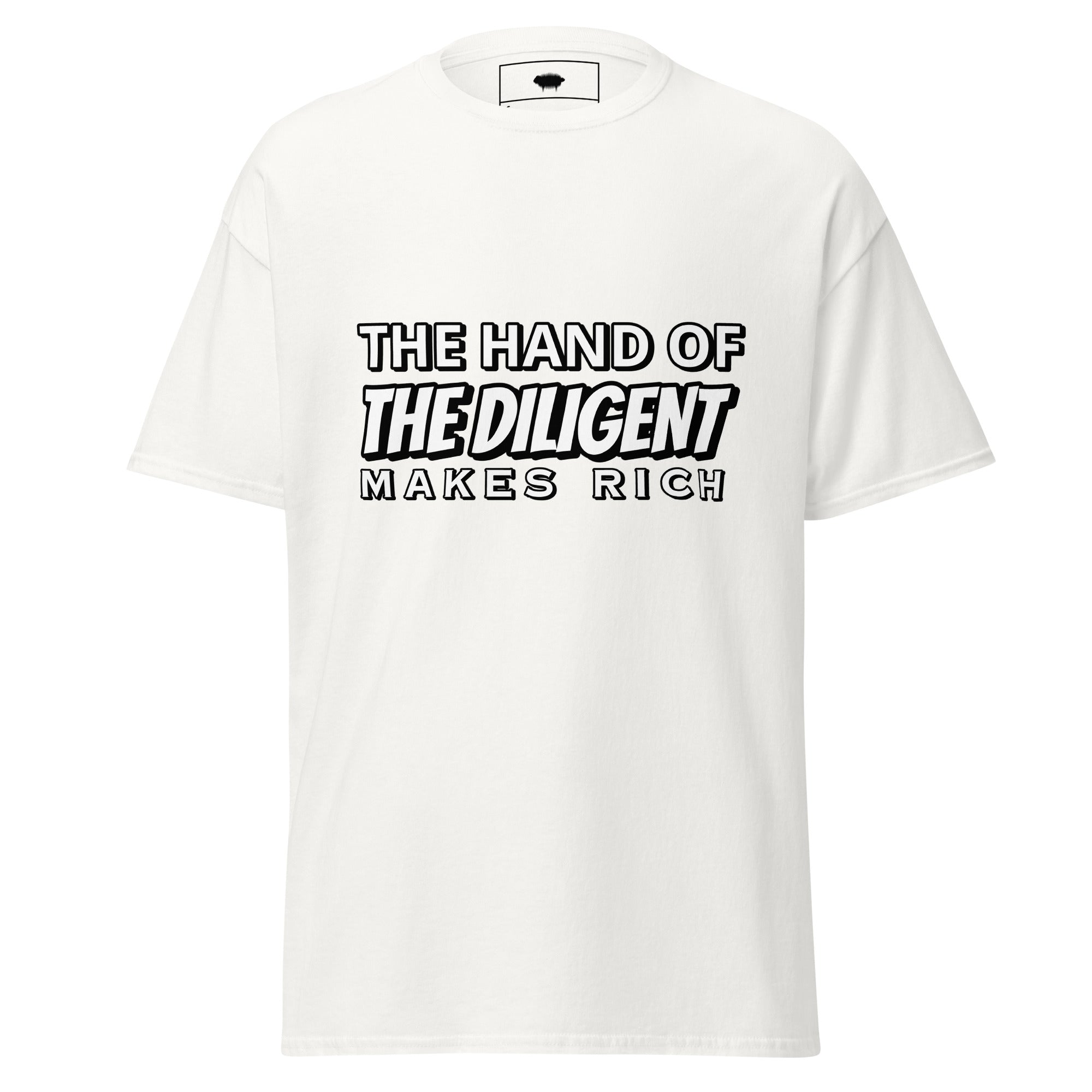 Unisex Classic Tee - Proverbs 10:4 “The Hand of the Diligent Makes Rich” White - Valiant Sheep Store