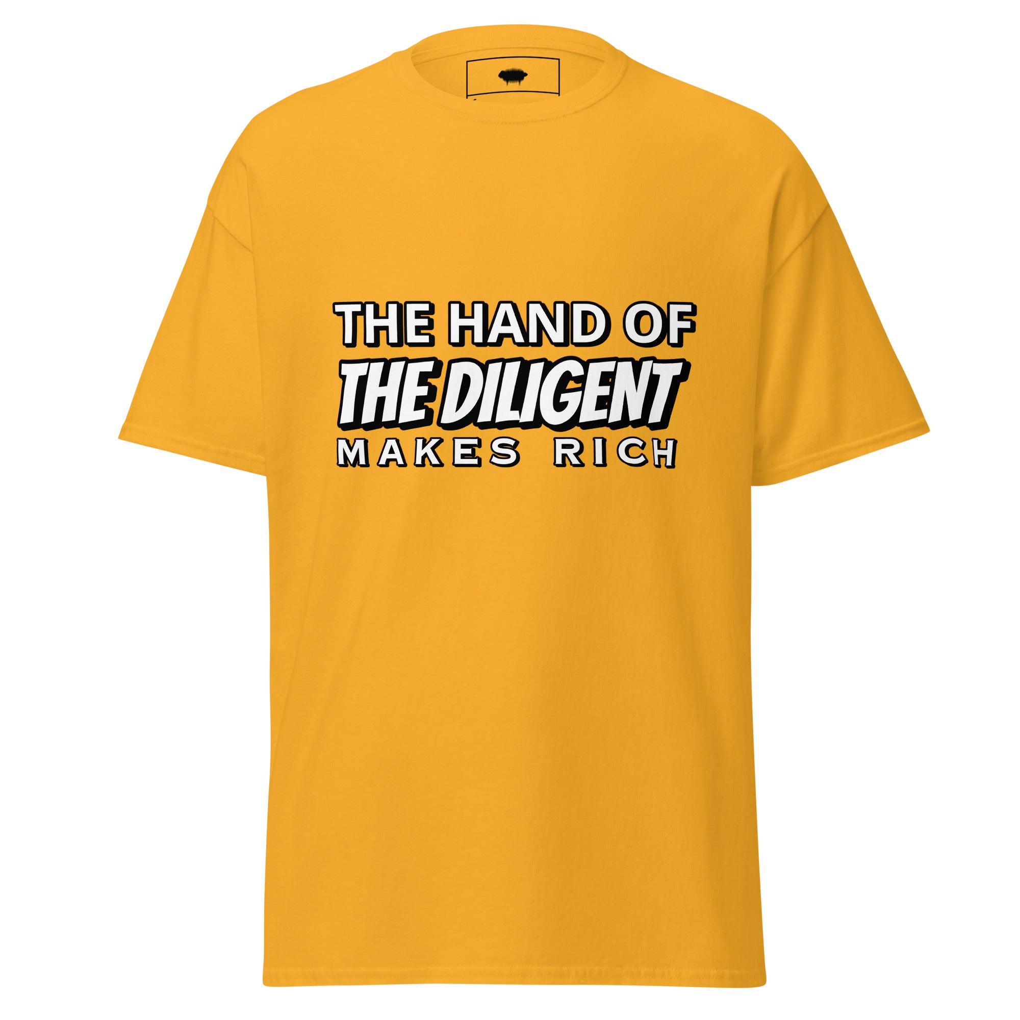 Unisex Classic Tee - Proverbs 10:4 “The Hand of the Diligent Makes Rich” Gold - Valiant Sheep Store