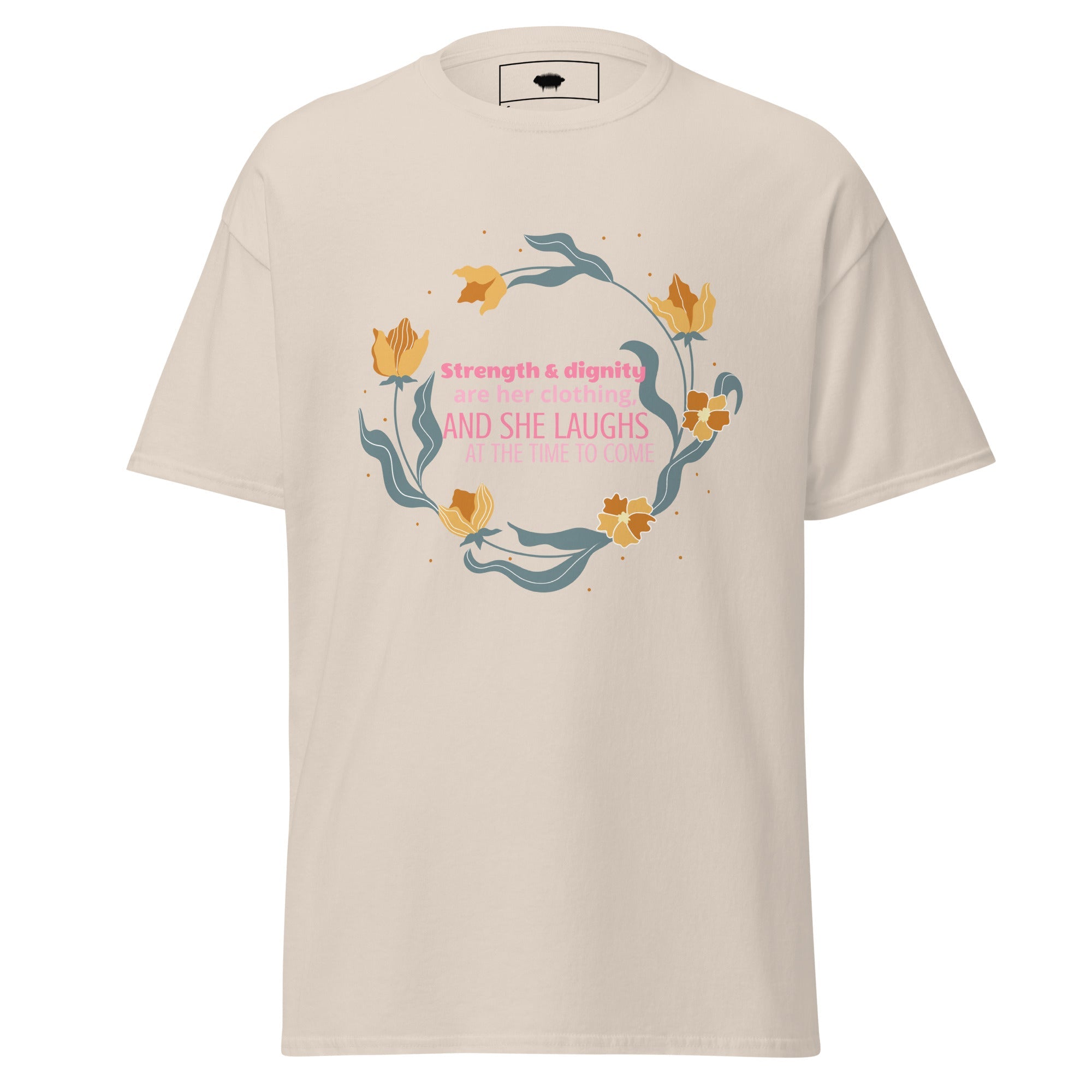 Unisex Classic Tee - Proverbs 31:25 "Strength & Dignity Are Her Clothing" Natural - Valiant Sheep