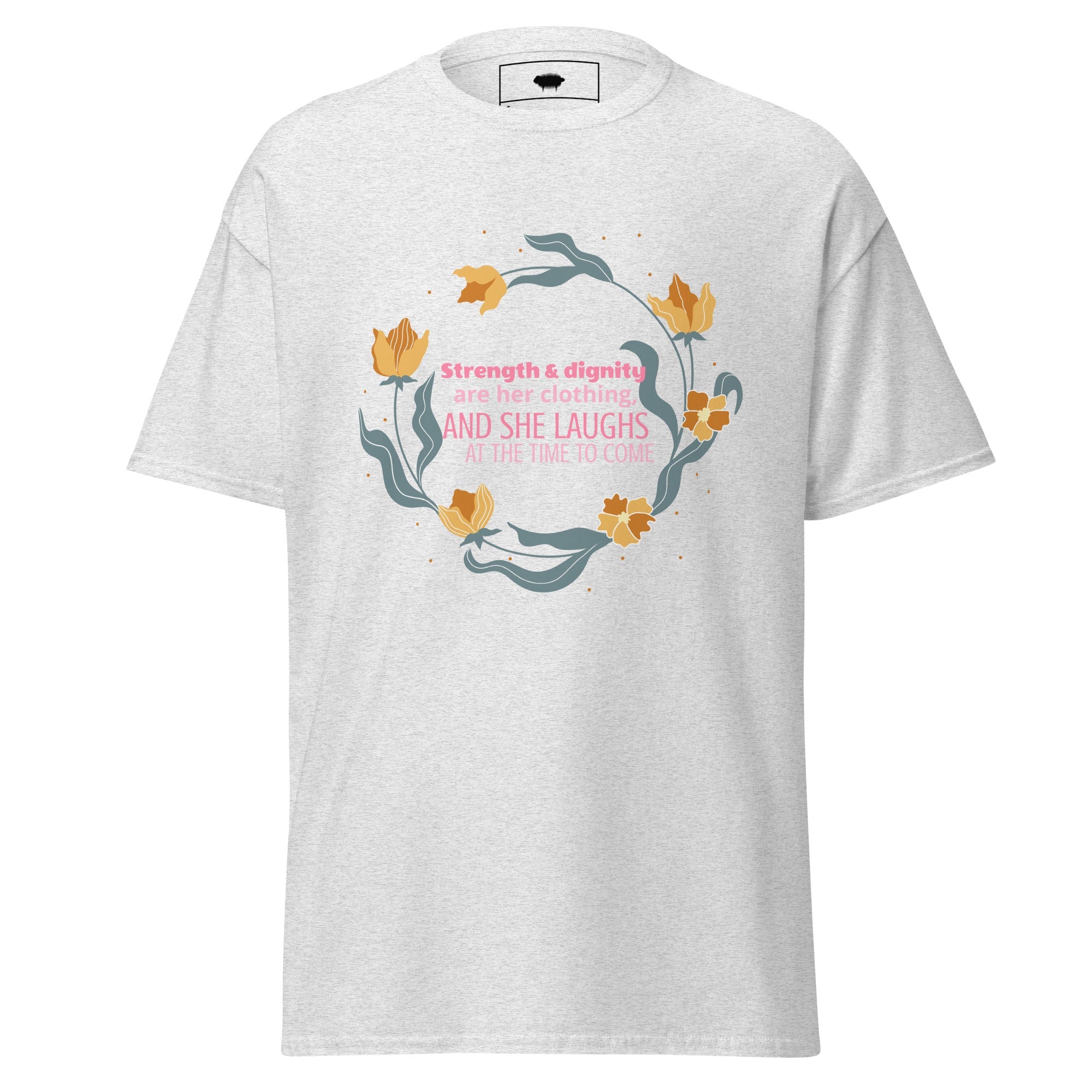 Unisex Classic Tee - Proverbs 31:25 "Strength & Dignity Are Her Clothing" Ash - Valiant Sheep