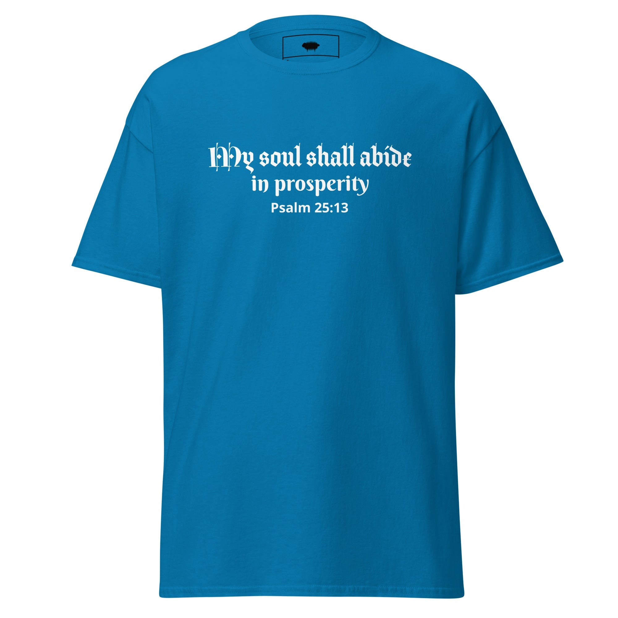 Unisex Classic Tee - Psalm 25:13 "My Soul Shall Abide in Prosperity" Sapphire - Valiant Sheep Store