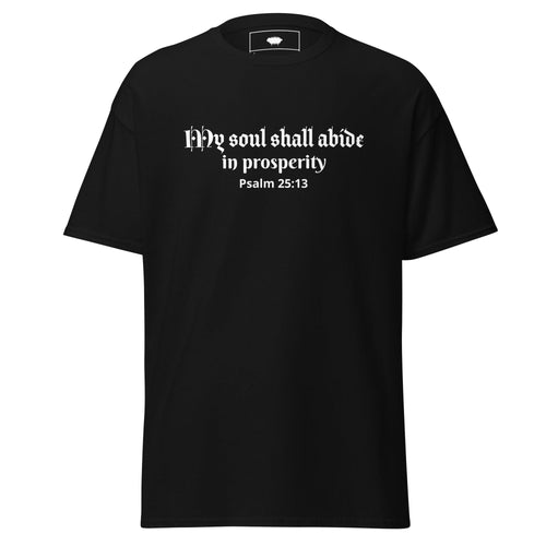 Unisex Classic Tee - Psalm 25:13 "My Soul Shall Abide in Prosperity" Black - Valiant Sheep Store
