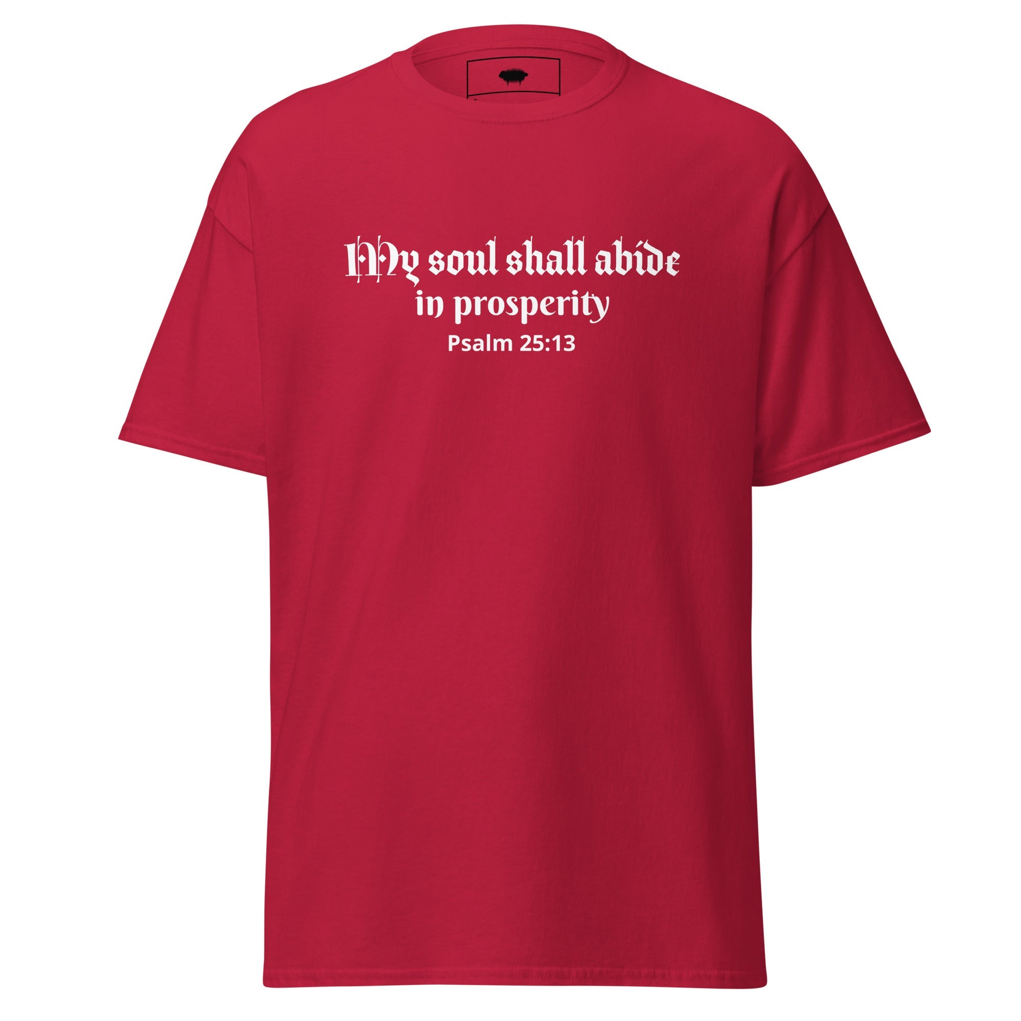 Unisex Classic Tee - Psalm 25:13 "My Soul Shall Abide in Prosperity" Cardinal - Valiant Sheep Store