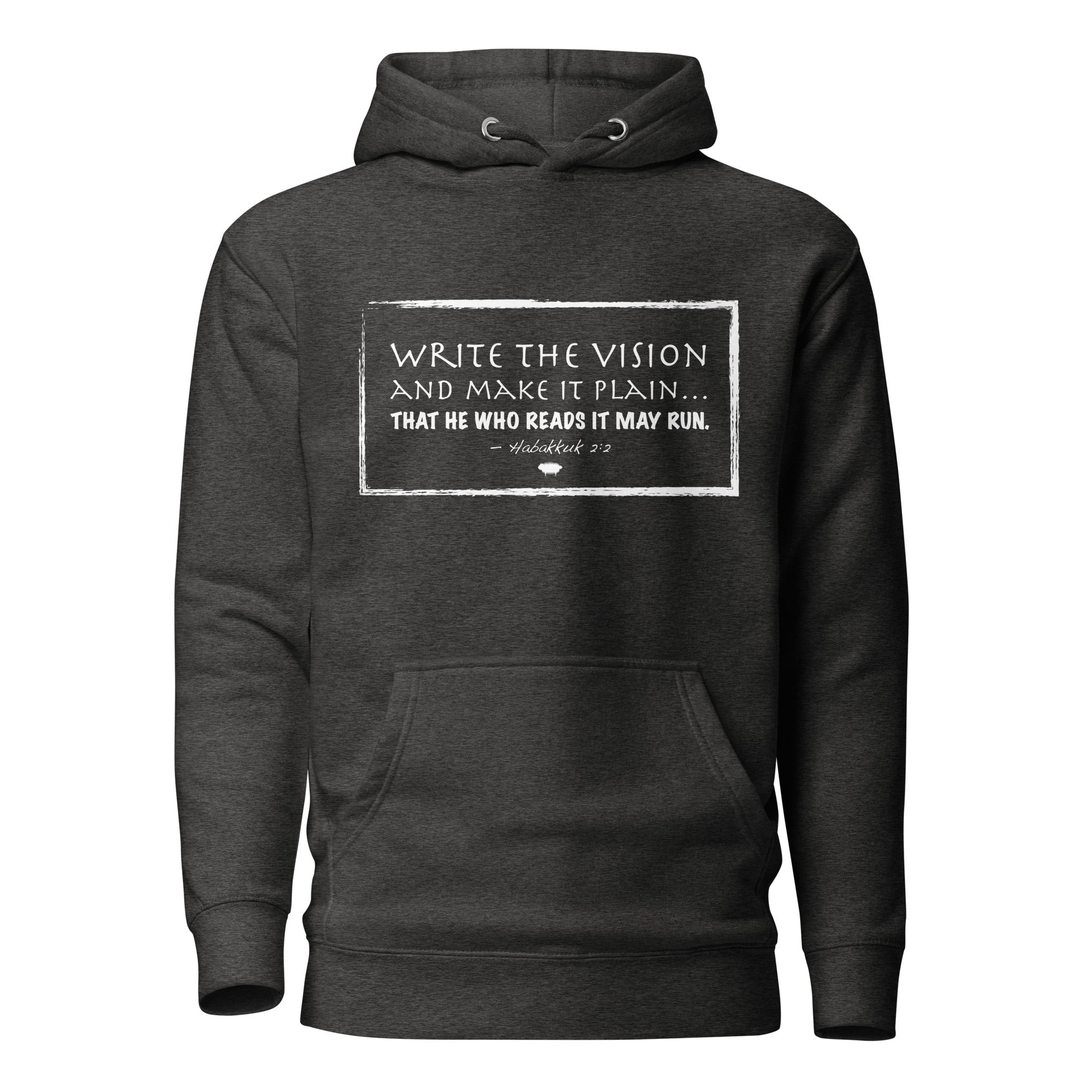 Unisex Hoodie - Habbakuk 2:2 "Write the Vision" Charcoal Heather - Valiant Sheep Store