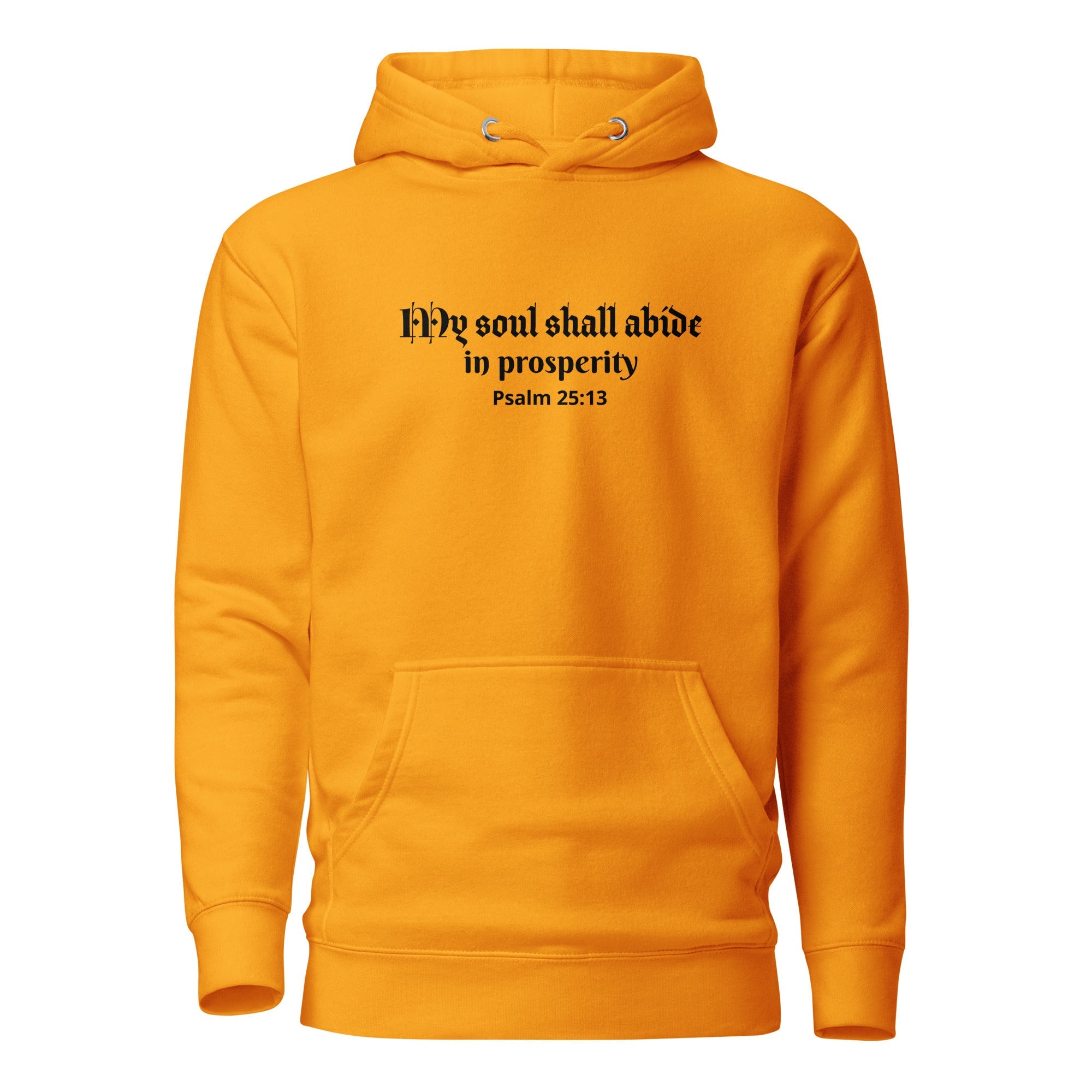 Unisex Hoodie - Psalm 25:13 "My Soul Shall Abide in Prosperity" Team Gold - Valiant Sheep Store