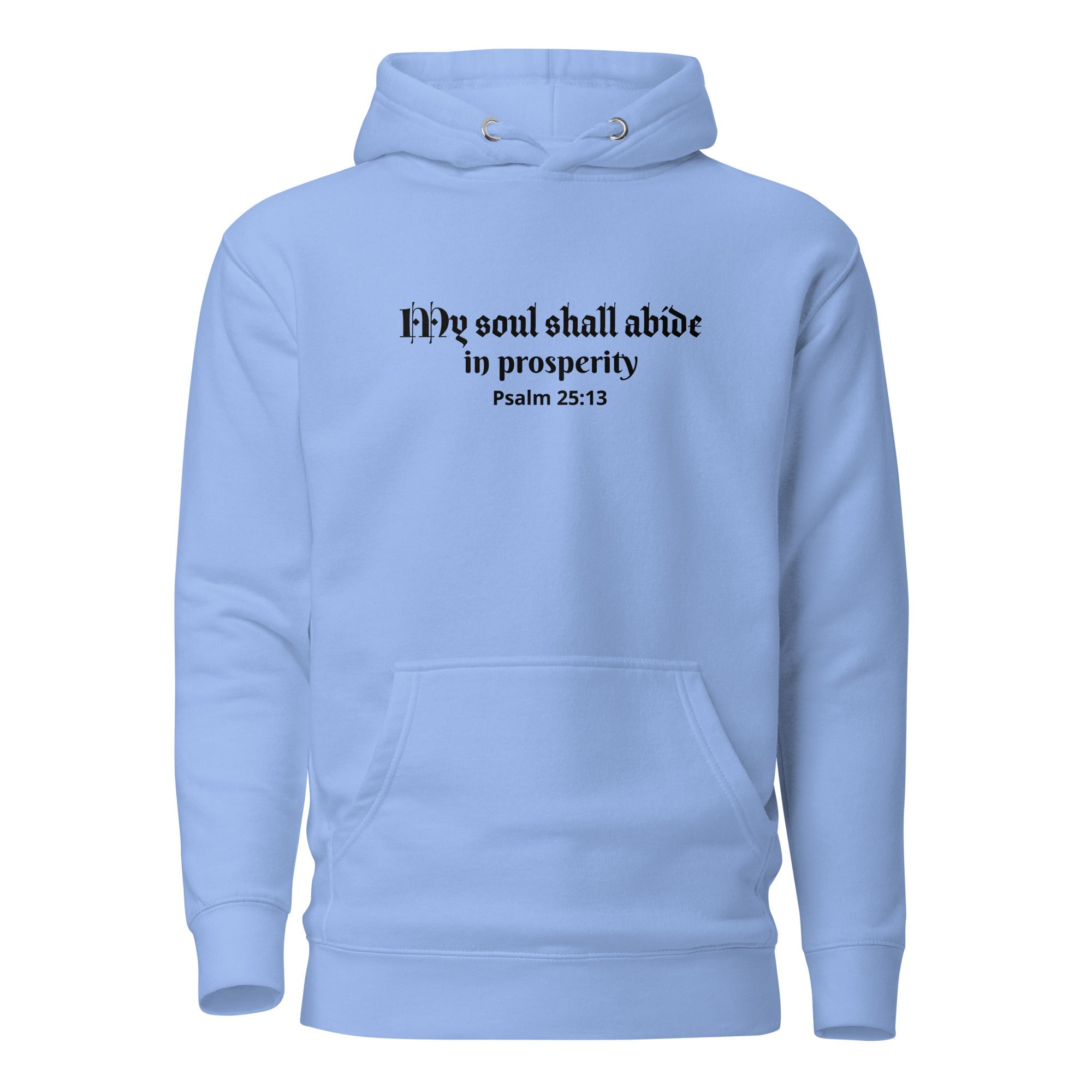 Unisex Hoodie - Psalm 25:13 "My Soul Shall Abide in Prosperity" Carolina Blue - Valiant Sheep Store