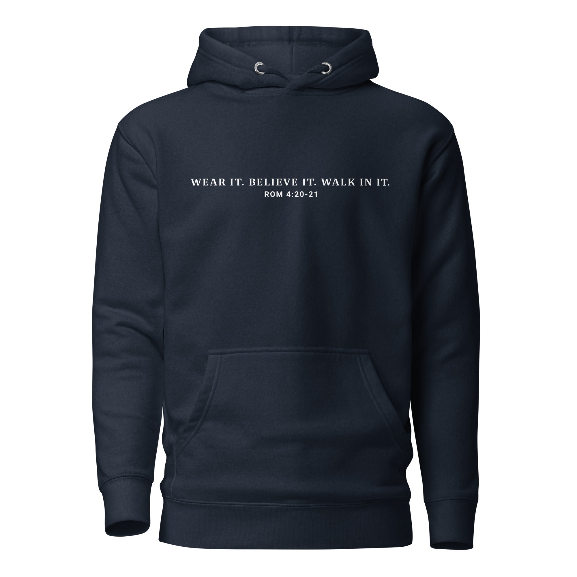Unisex Hoodie - "Wear it. Believe it. Walk in it." Navy Blazer - Valiant Sheep Store