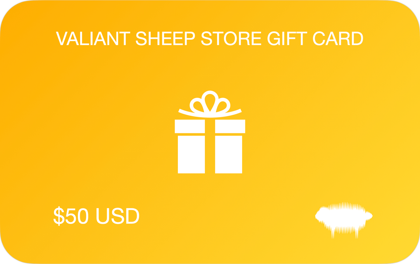 Valiant Sheep Store Gift Card - $50 USD - Valiant Sheep Store