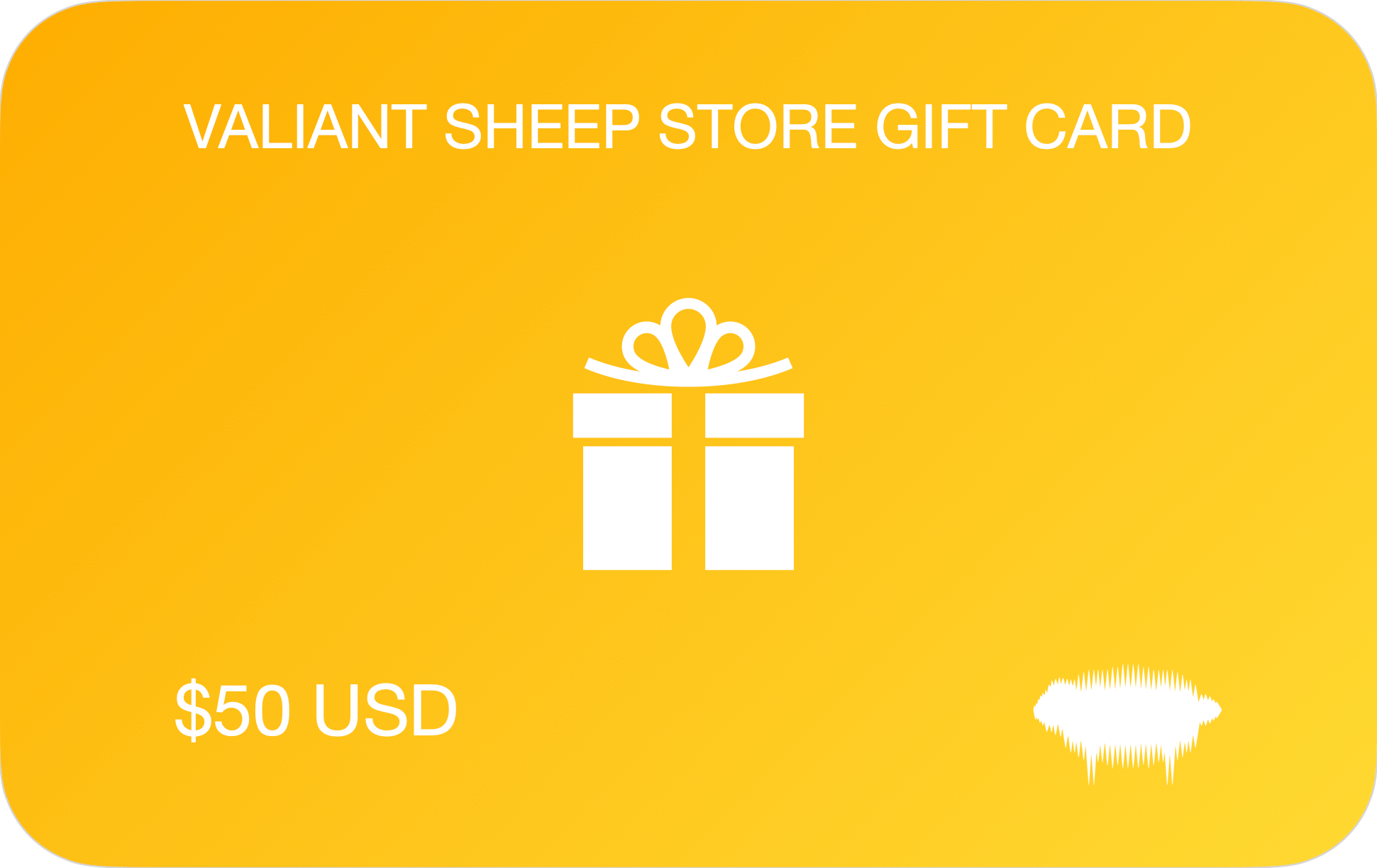 Valiant Sheep Store Gift Card - $50 USD - Valiant Sheep Store